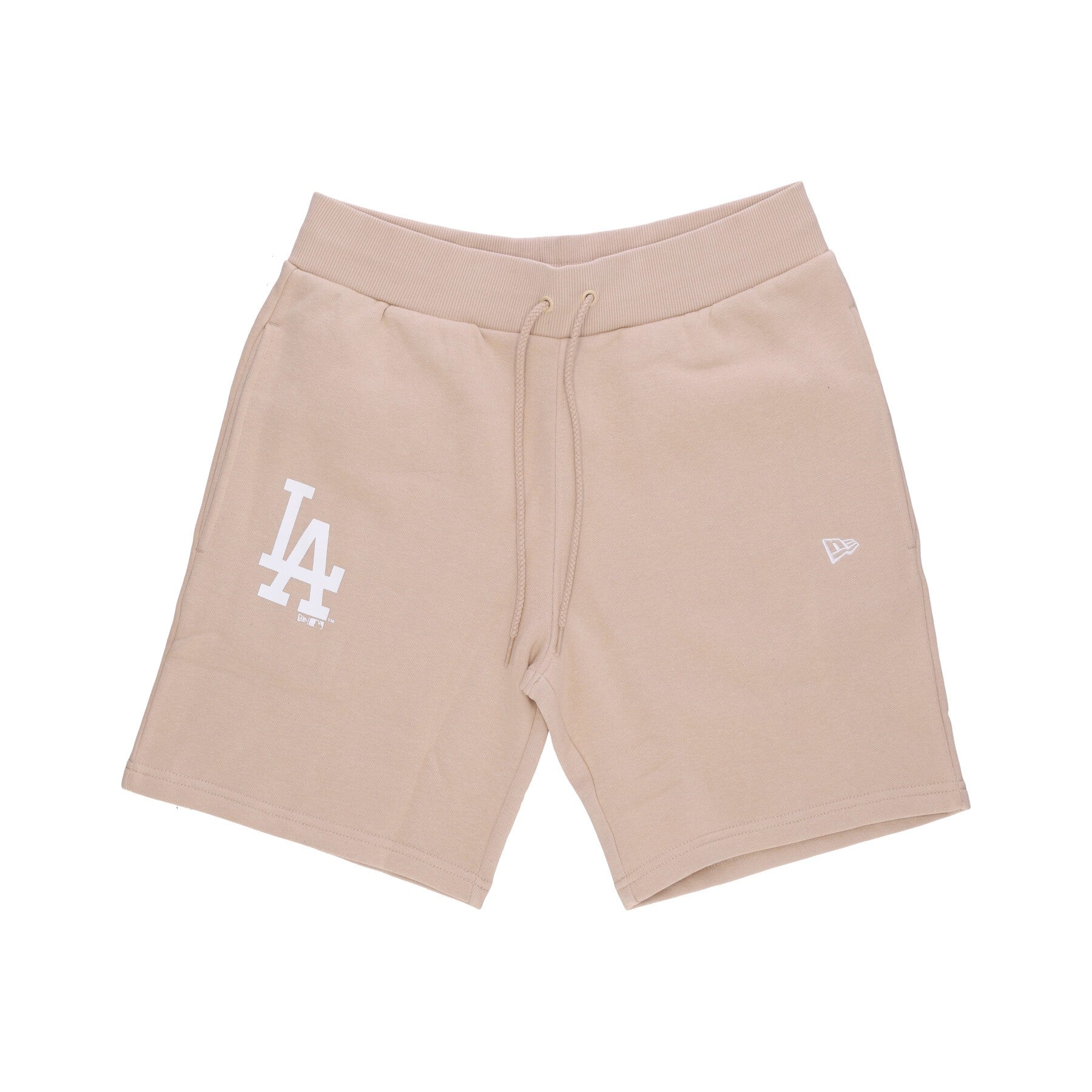 New Era, Pantalone Tuta Felpato Uomo Mlb League Essential Shorts Losdod, Light Beige/white