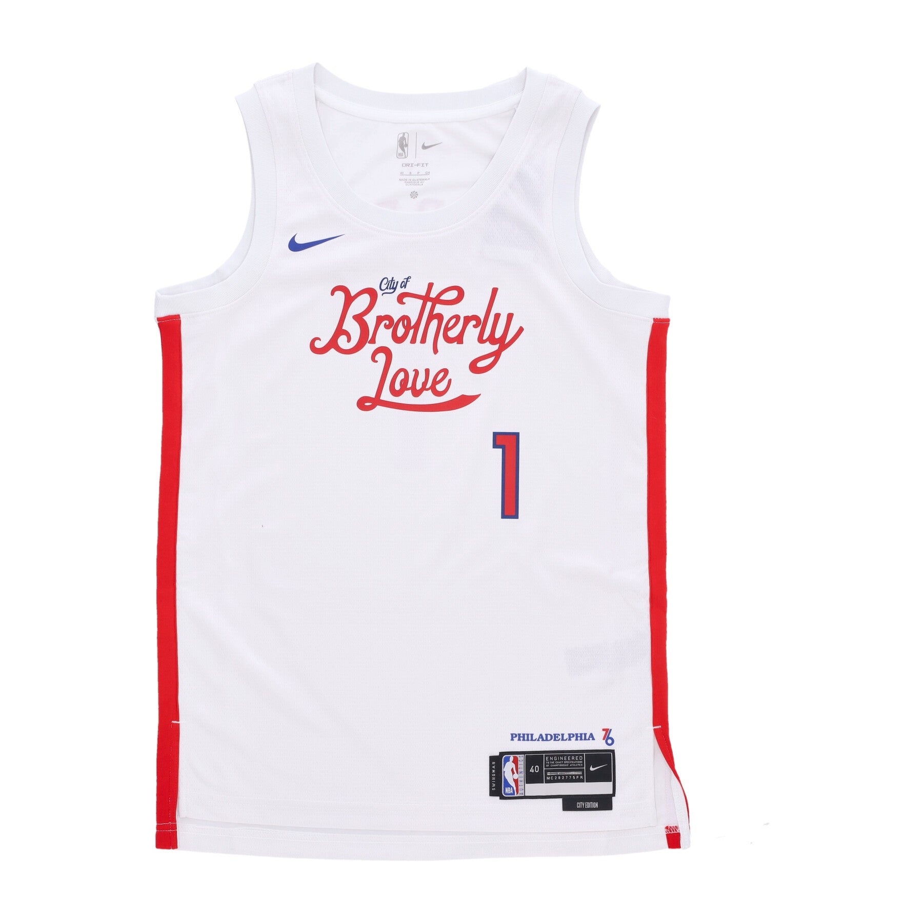 Nike Nba, Canotta Basket Uomo Nba Dri Fit Swingman Jersey City Edition No 1 James Harden Phi76e, White