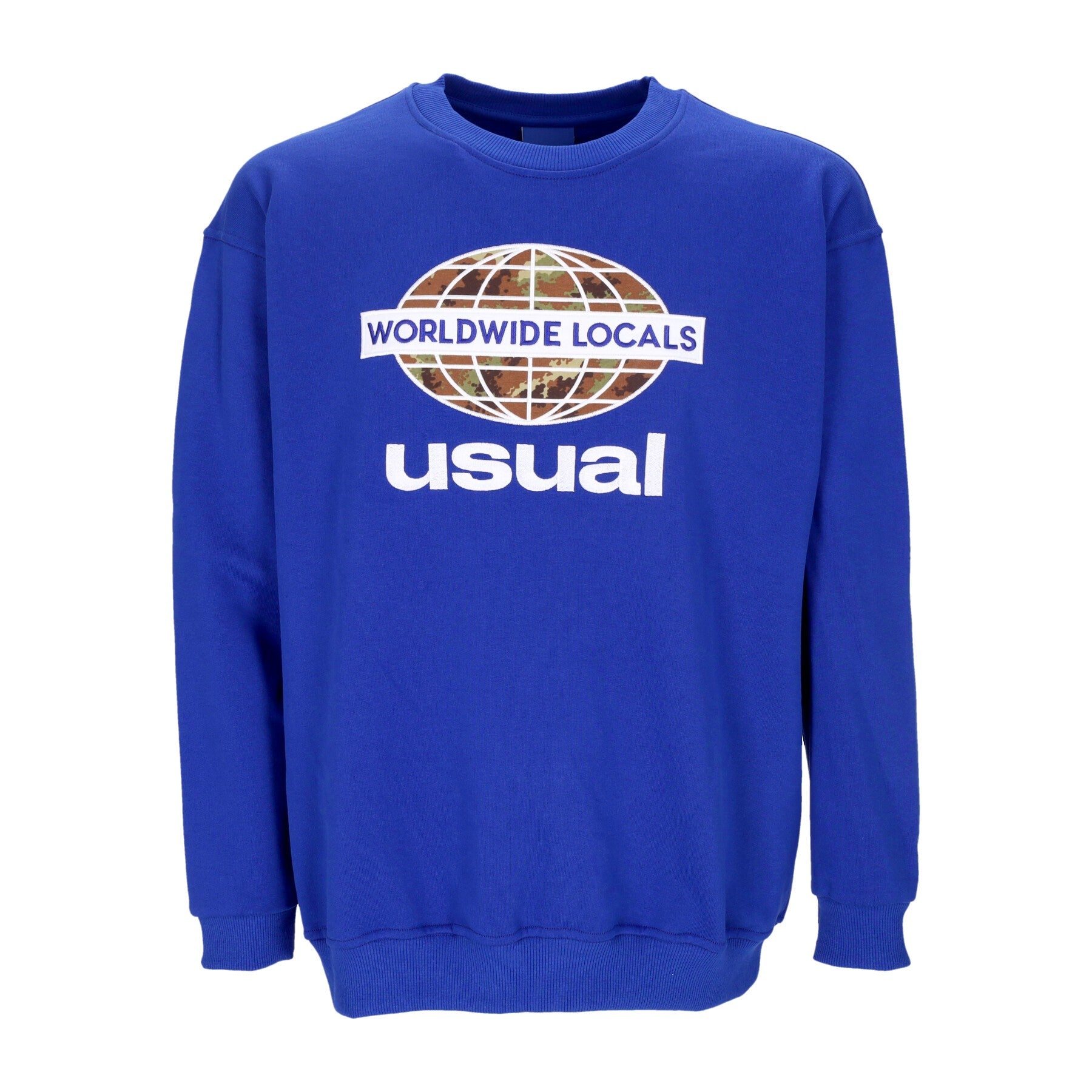 Usual, Felpa Leggera Girocollo Uomo Worldwide Locals Crewneck, Blue