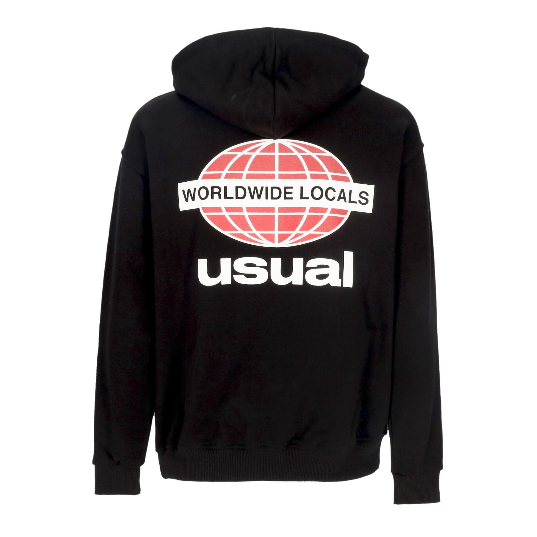 Usual, Felpa Leggera Cappuccio Uomo Worldwide Locals Hoodie, Black