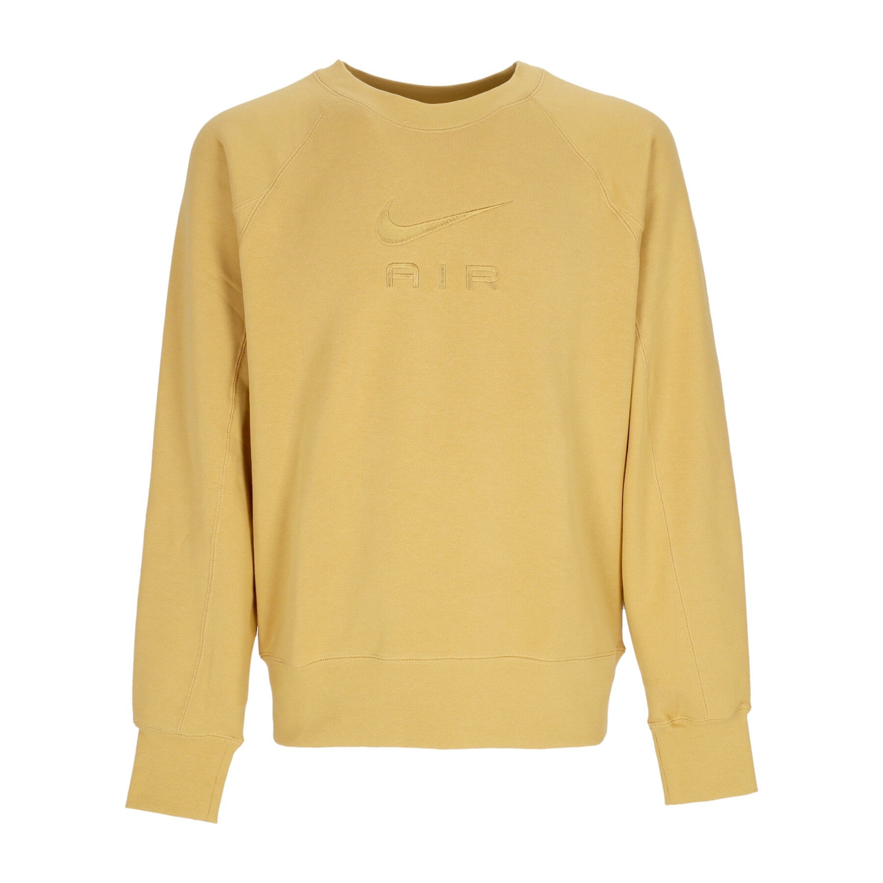 Nike, Felpa Leggera Girocollo Uomo Sportswear Air French Terry Crewneck, Wheat Gold/wheat Gold