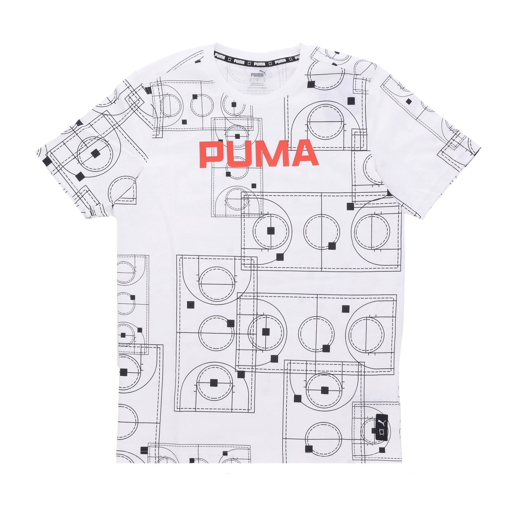 Puma, Maglietta Uomo Clear Out Tee, White/court All Over Print