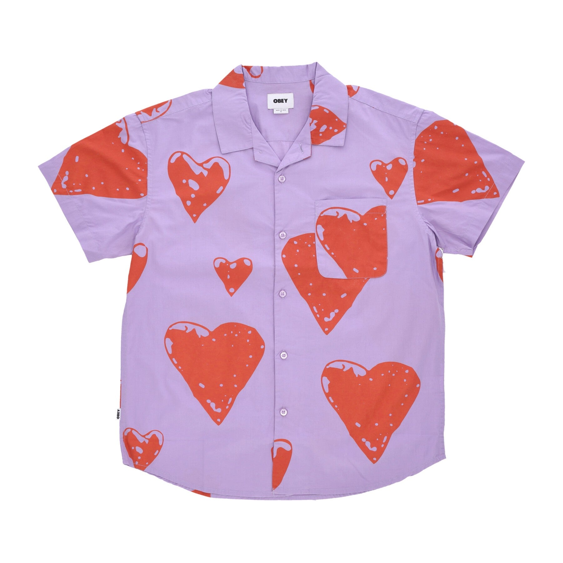 Loveless Woven Herren Kurzarmhemd Digital Lavender Multi