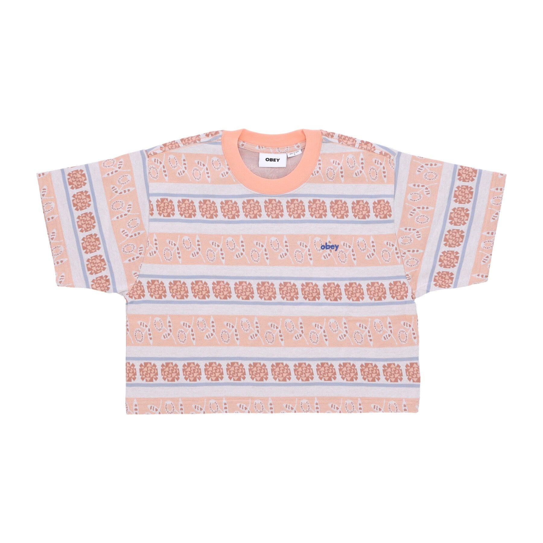 Obey, Maglietta Donna Esther Cropped Tee, Peach Sand Multi