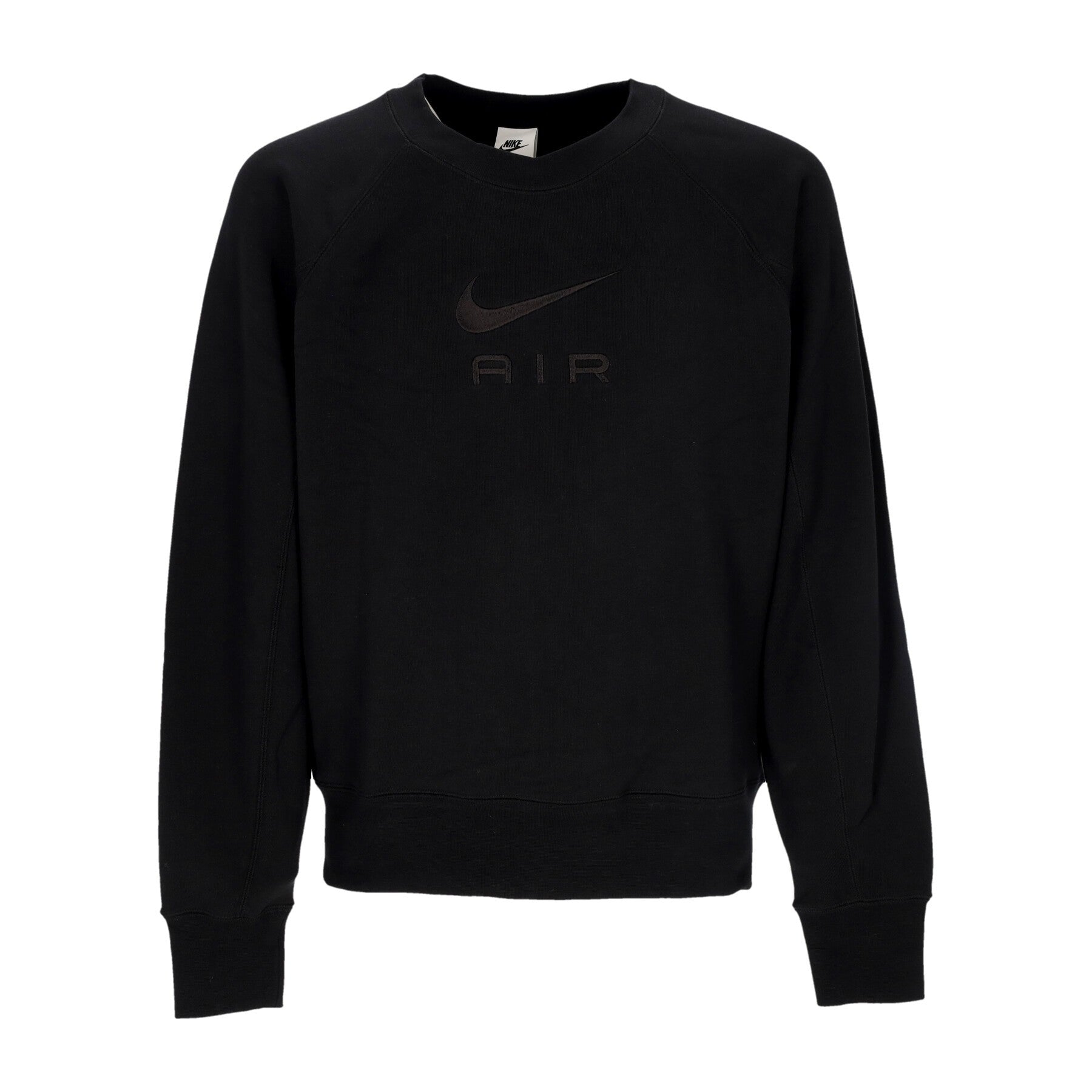 Nike, Felpa Leggera Girocollo Uomo Sportswear Air French Terry Crewneck, Black/black