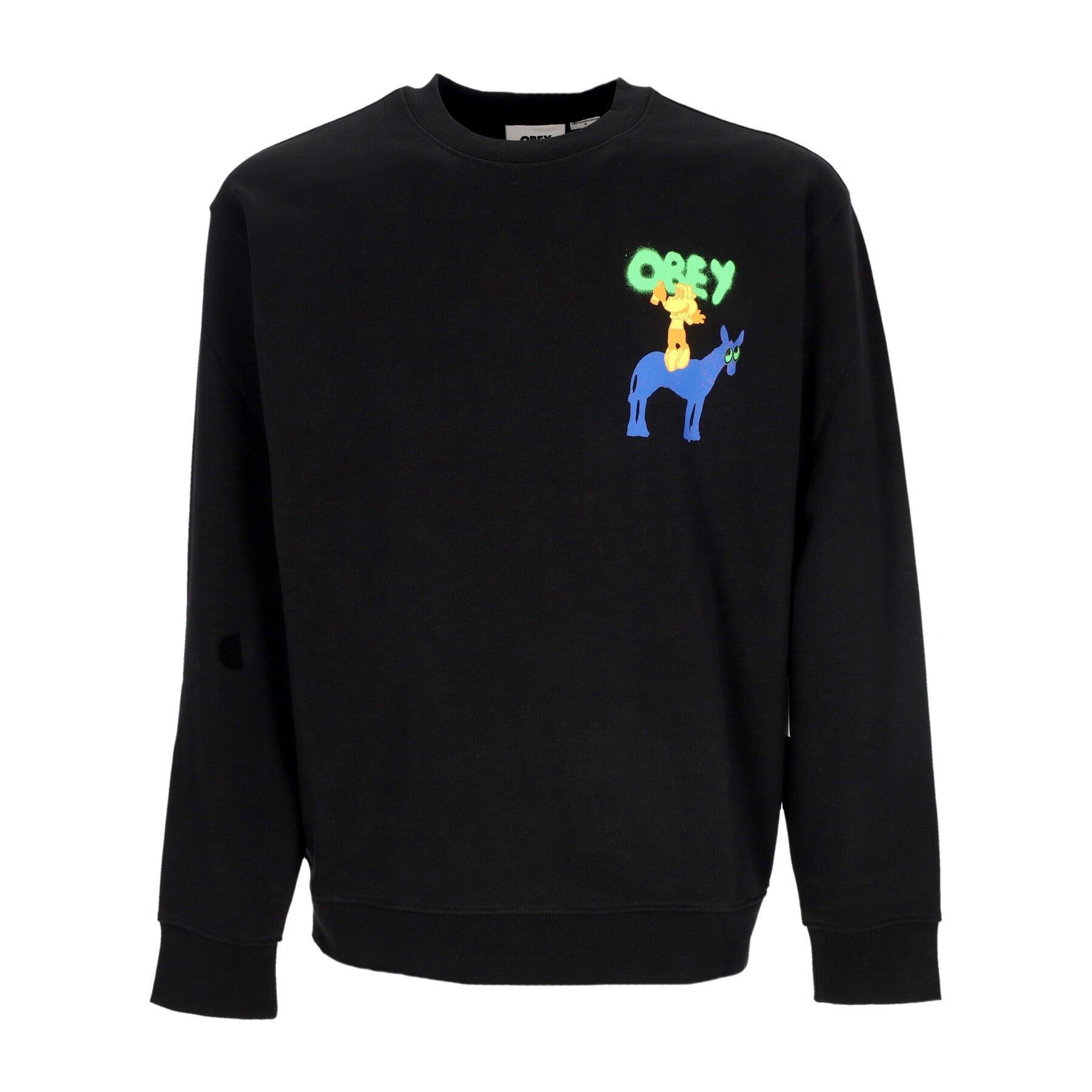 Obey, Felpa Leggera Girocollo Uomo Donkey Premium French Terry Crew, 