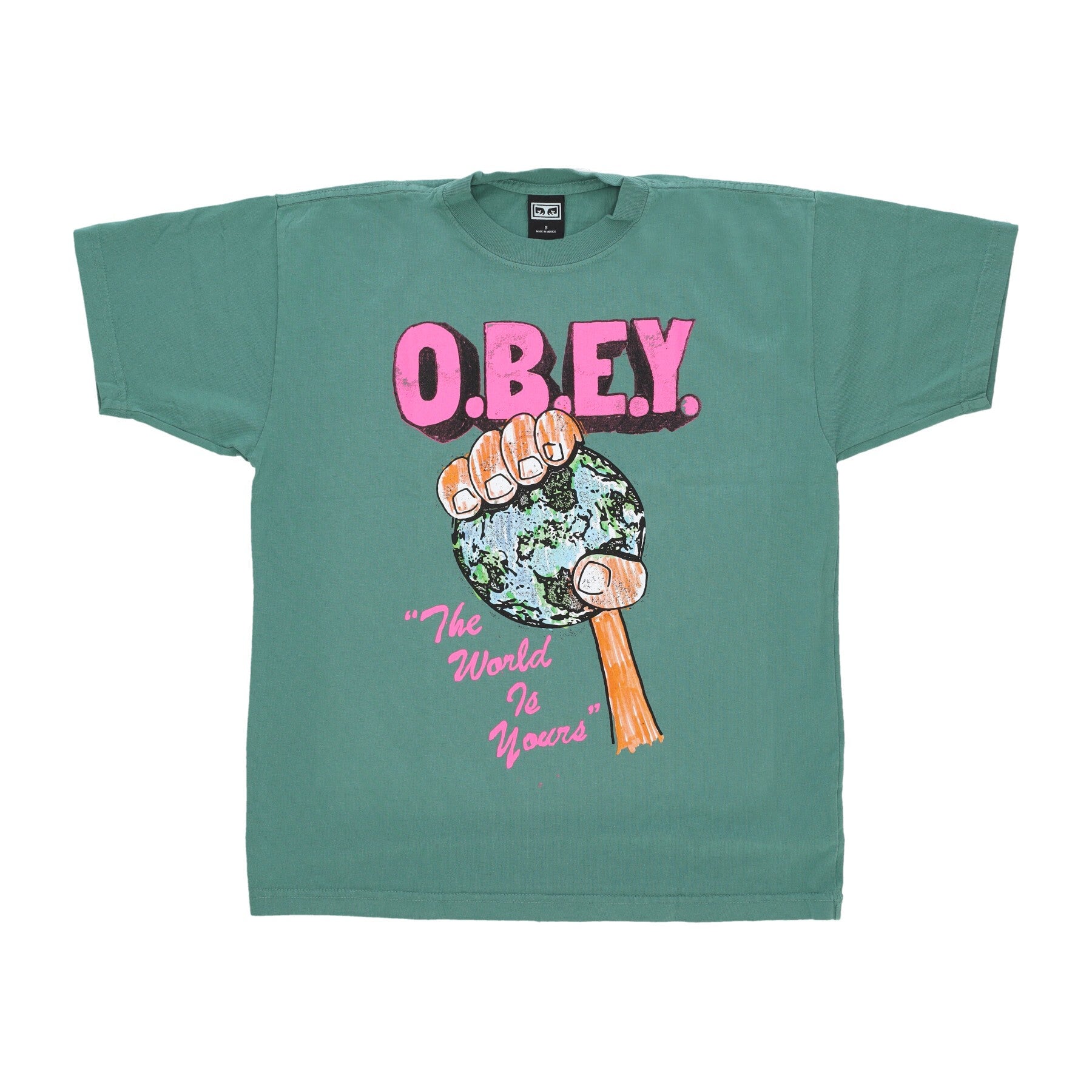 Obey, Maglietta Uomo The World Is Yours Heavyweight Tee, Palm Leaf