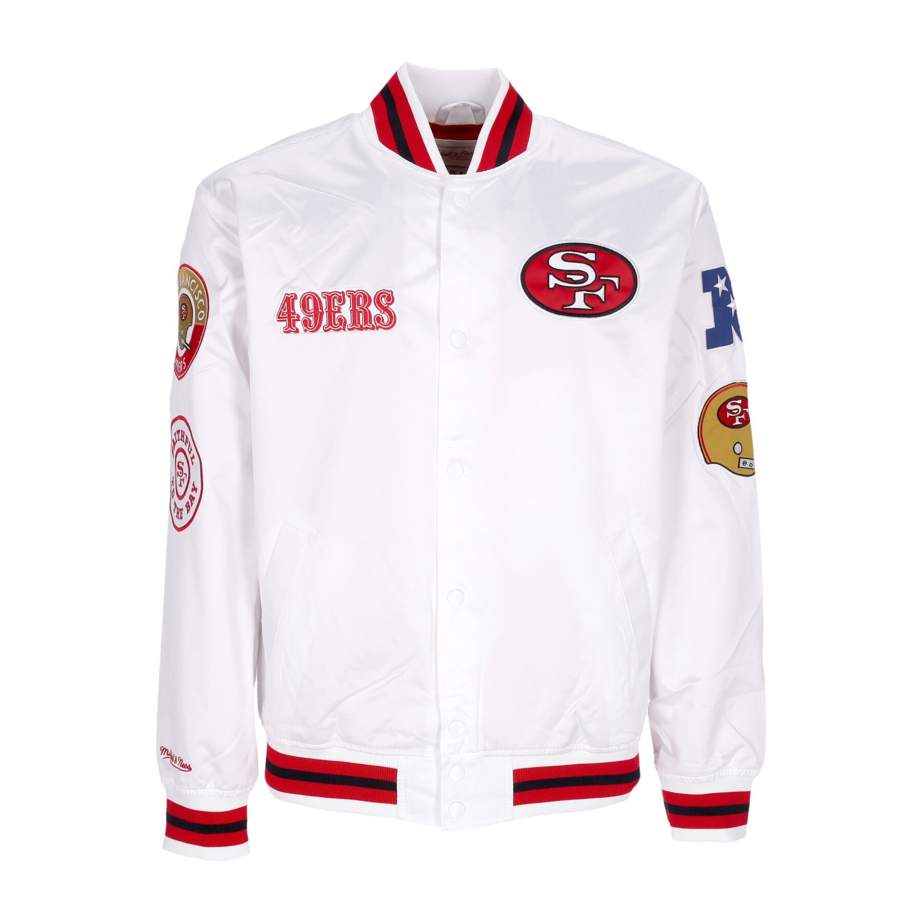 Mitchell & Ness, Giubbotto Bomber Uomo Nfl Hometown Lw Satin Jacket Saf49e, White