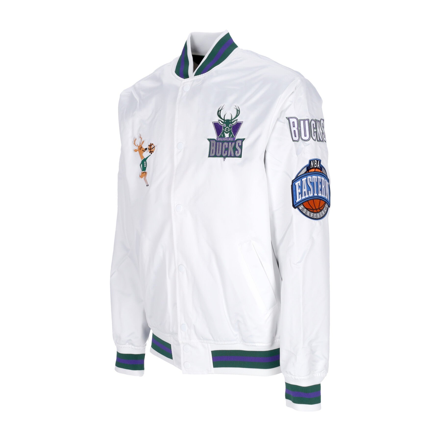 Mitchell & Ness, Giubbotto Bomber Uomo Nba Hometown Lw Satin Jacket Hardwood Classics Milbuc, 