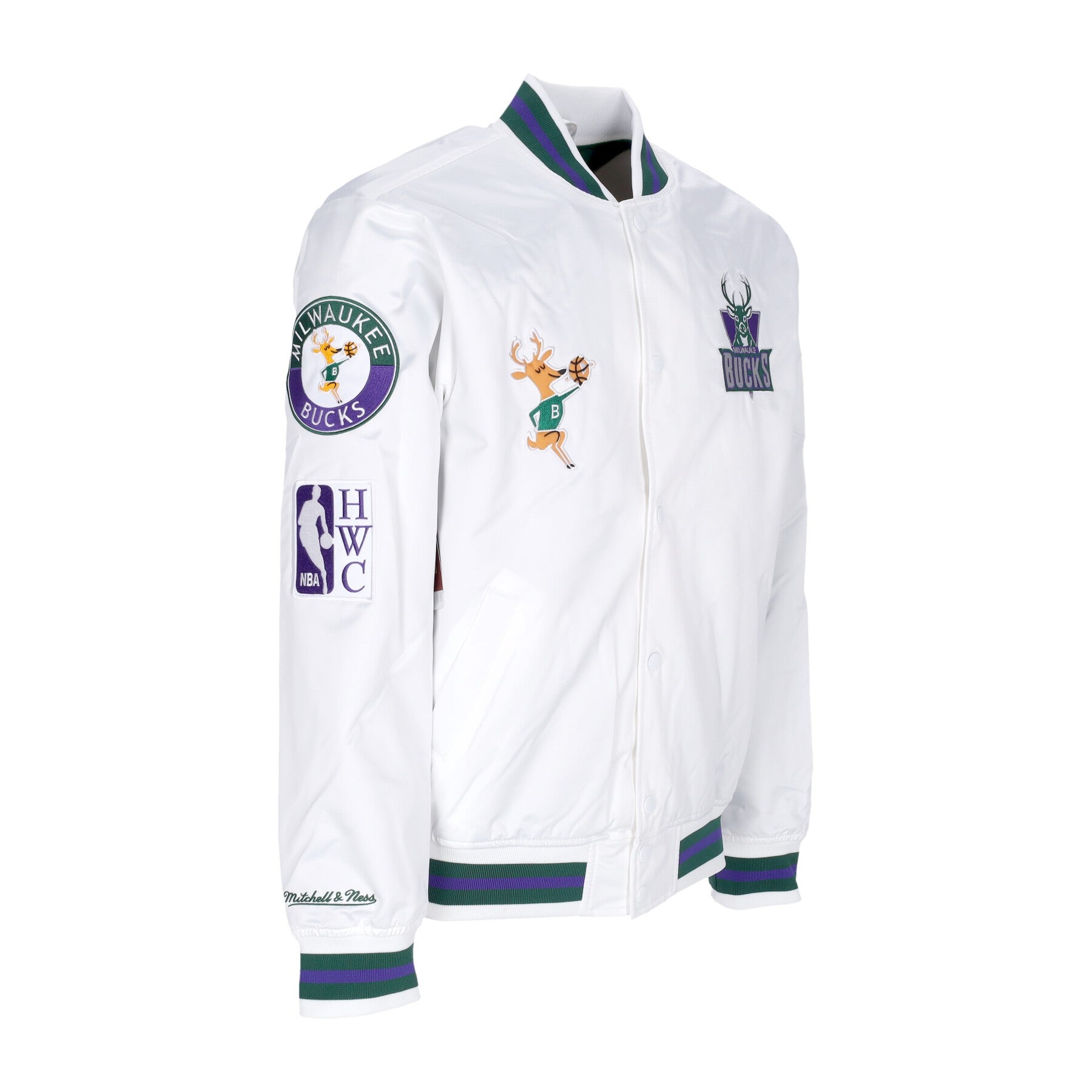 Mitchell & Ness, Giubbotto Bomber Uomo Nba Hometown Lw Satin Jacket Hardwood Classics Milbuc, 