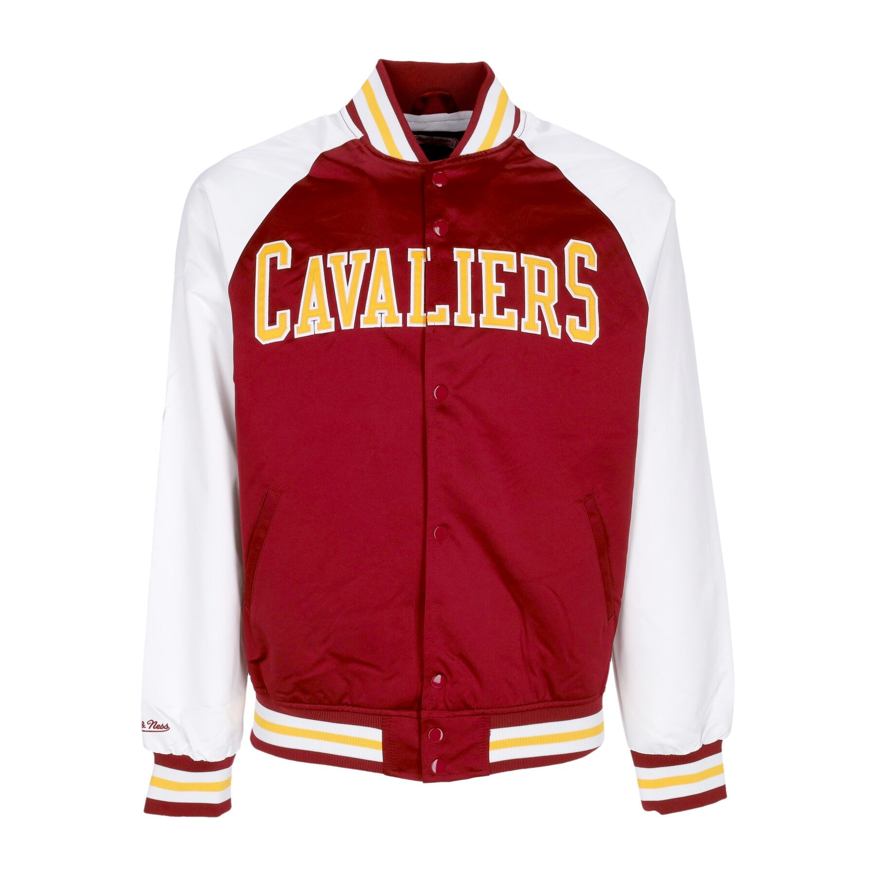 Mitchell & Ness, Giubbotto Bomber Uomo Nba Primetime Lw Satin Jacket Hardwood Classics Clecav, Cardinal