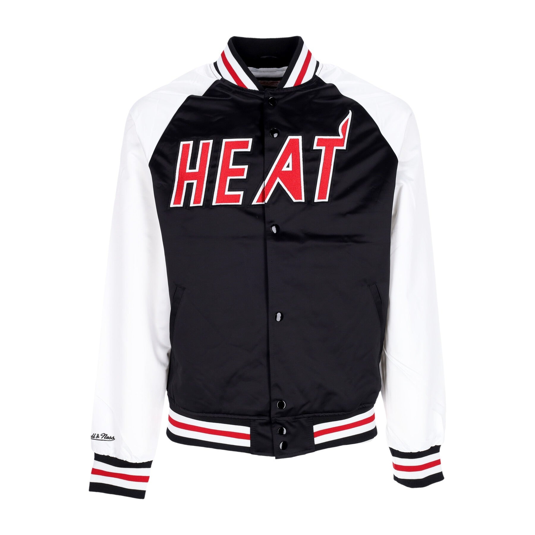 Mitchell & Ness, Giubbotto Bomber Uomo Nba Primetime Lw Satin Jacket Hardwood Classics Miahea, Black