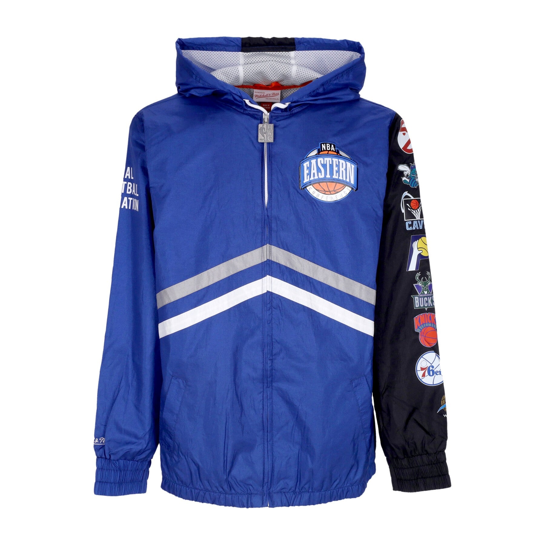 Mitchell & Ness, Giacca A Vento Uomo Nba Undeniable Full Zip Windbreaker Hardwood Classics Team East, Royal