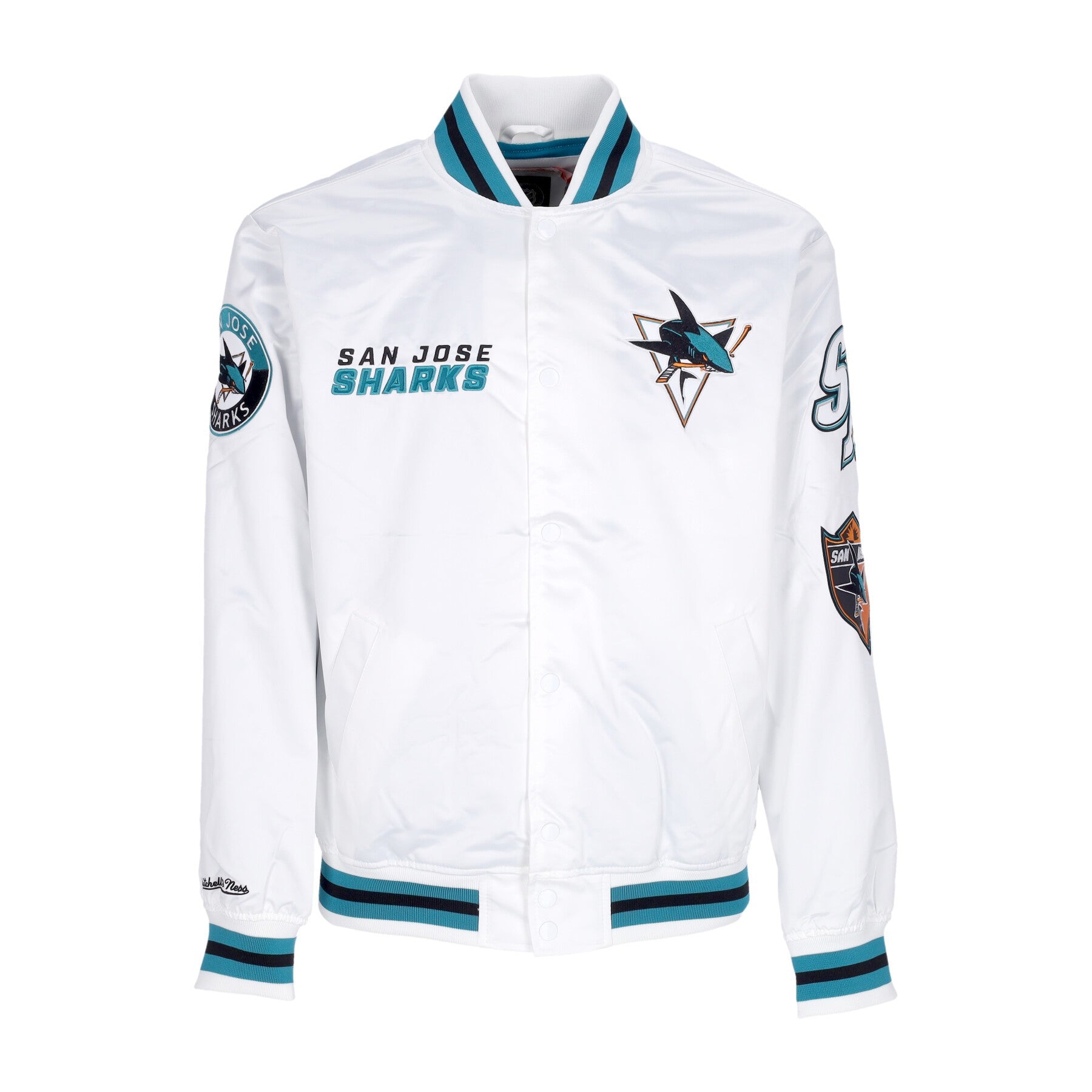 Mitchell & Ness, Giubbotto Bomber Uomo Nhl Hometown Lw Satin Jacket Sajsha, White