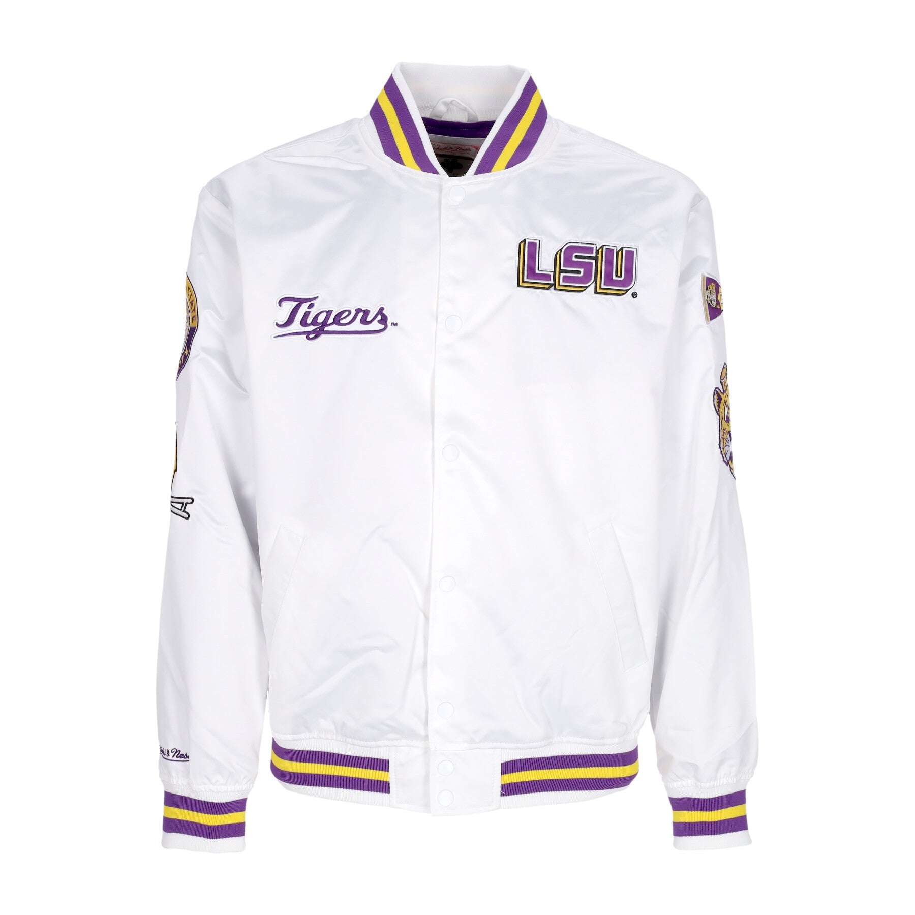 Mitchell & Ness, Giubbotto Bomber Uomo Ncaa Hometown Lw Satin Jacket Loutig, White