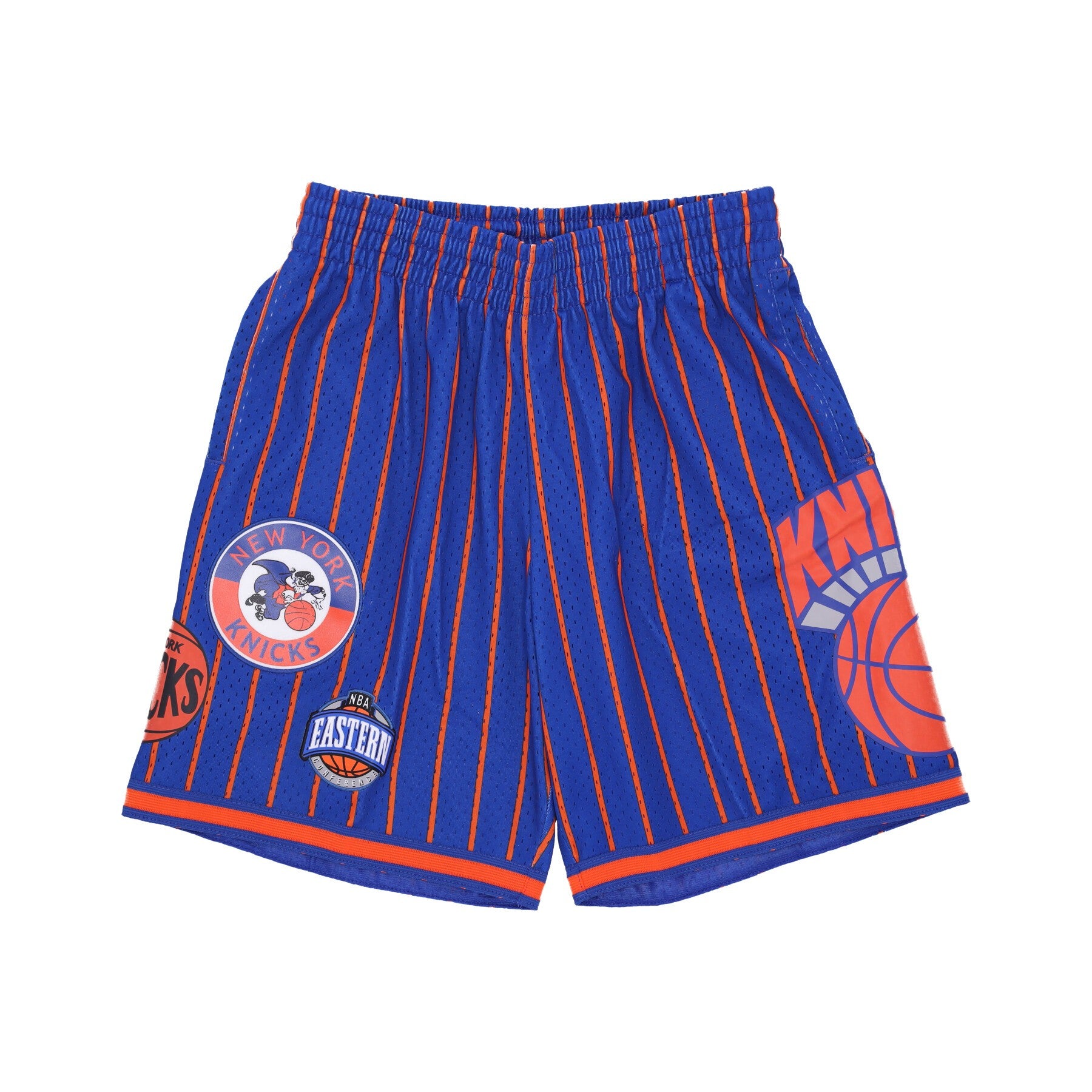 Mitchell & Ness, Pantaloncino Basket Uomo Nba Hometown Mesh Short Hardwood Classics Neykni, Royal/orange