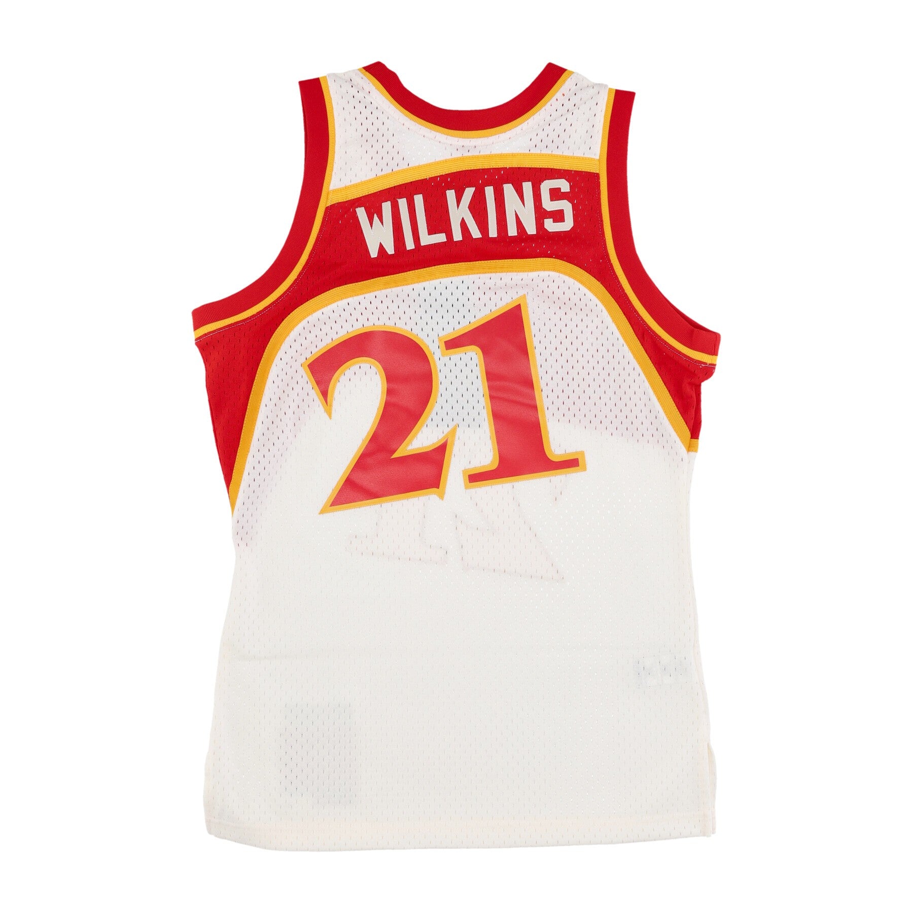 Mitchell & Ness, Canotta Basket Uomo Nba Off White Team Color Swingman Jersey Hardwood Classics 1986 No 21 Dominique Wilkins Atlhaw, 