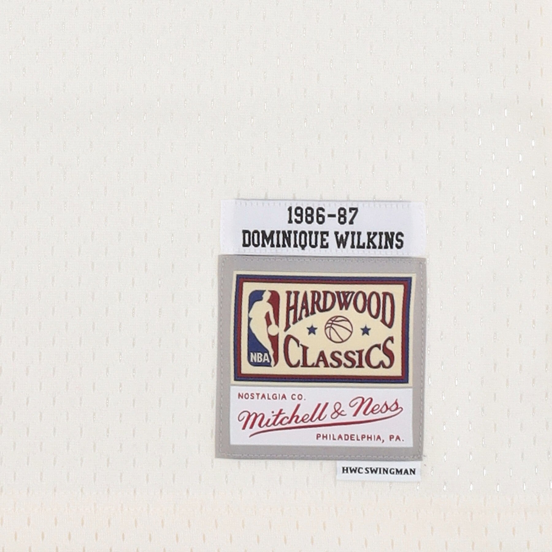 Mitchell & Ness, Canotta Basket Uomo Nba Off White Team Color Swingman Jersey Hardwood Classics 1986 No 21 Dominique Wilkins Atlhaw, 