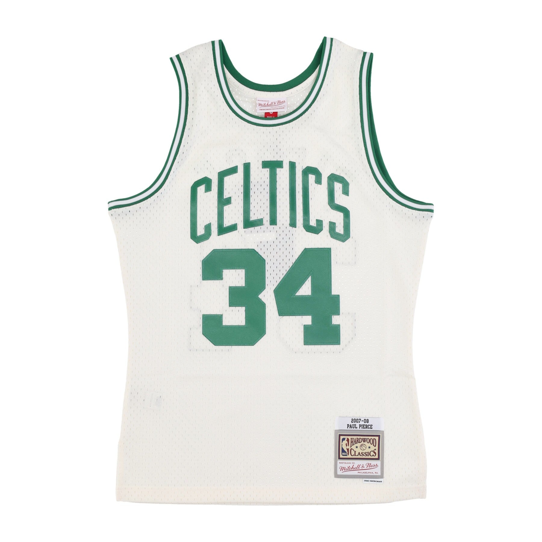 Mitchell & Ness, Canotta Basket Uomo Nba Off White Team Color Swingman Jersey Hardwood Classics 2007 No 34 Paul Pierce Boscel, Off White