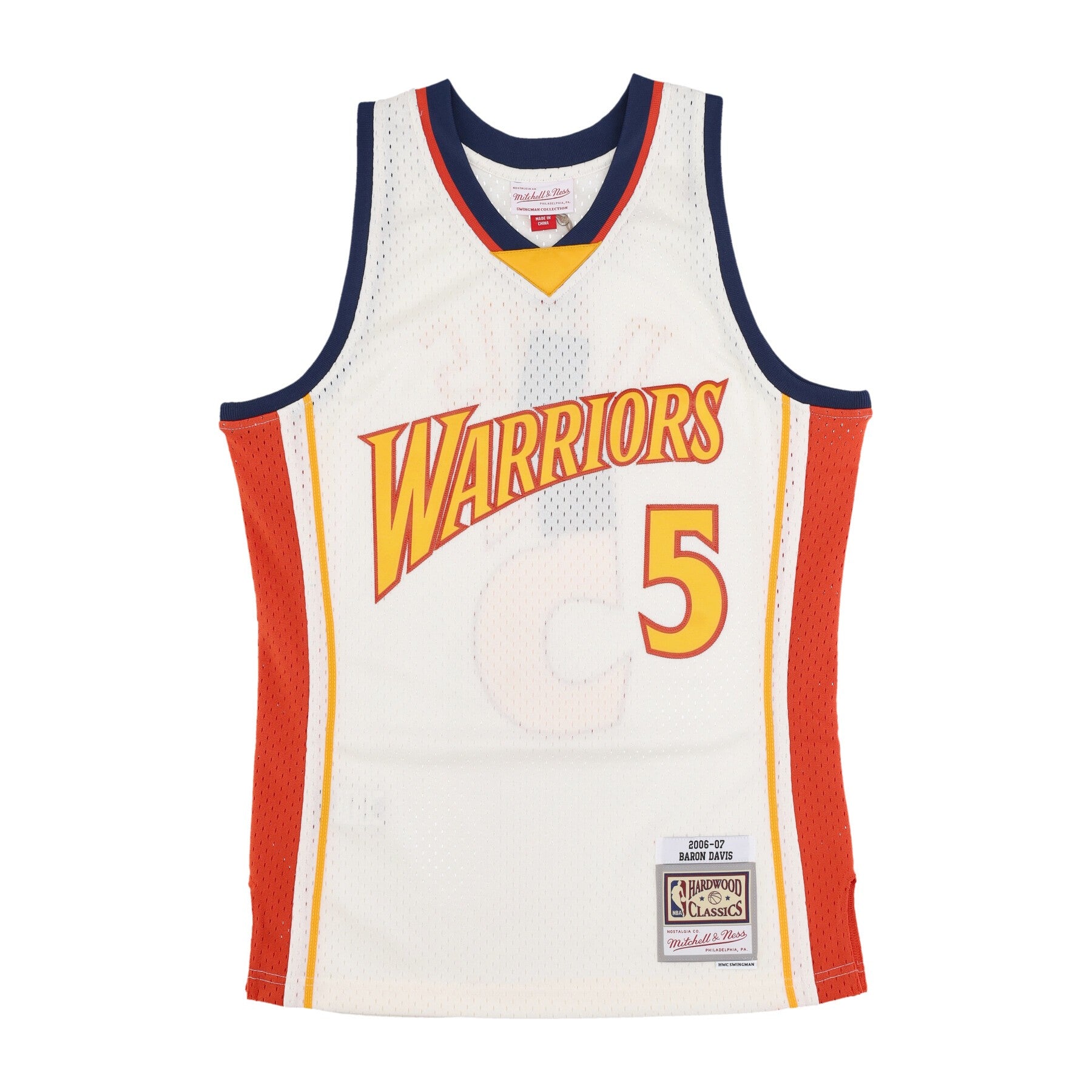 Mitchell & Ness, Canotta Basket Uomo Nba Off White Team Color Swingman Jersey Hardwood Classics 2006 No 5 Baron Davis Golwar, Off White