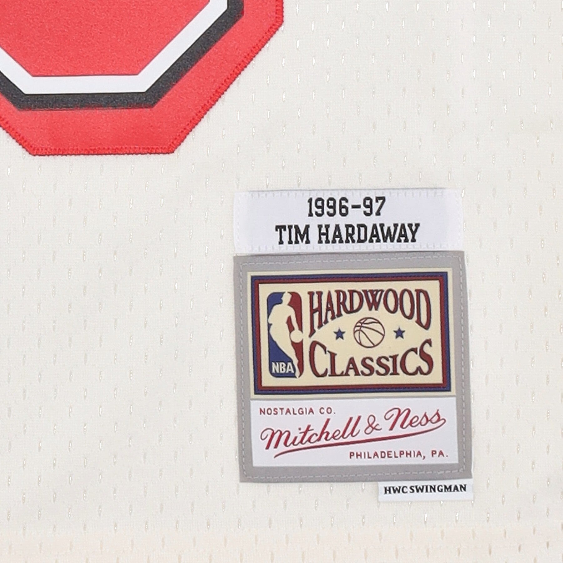 Mitchell & Ness, Canotta Basket Uomo Nba Off White Team Color Swingman Jersey Hardwood Classics 1996 No 10 Tim Hardaway Miahea, 