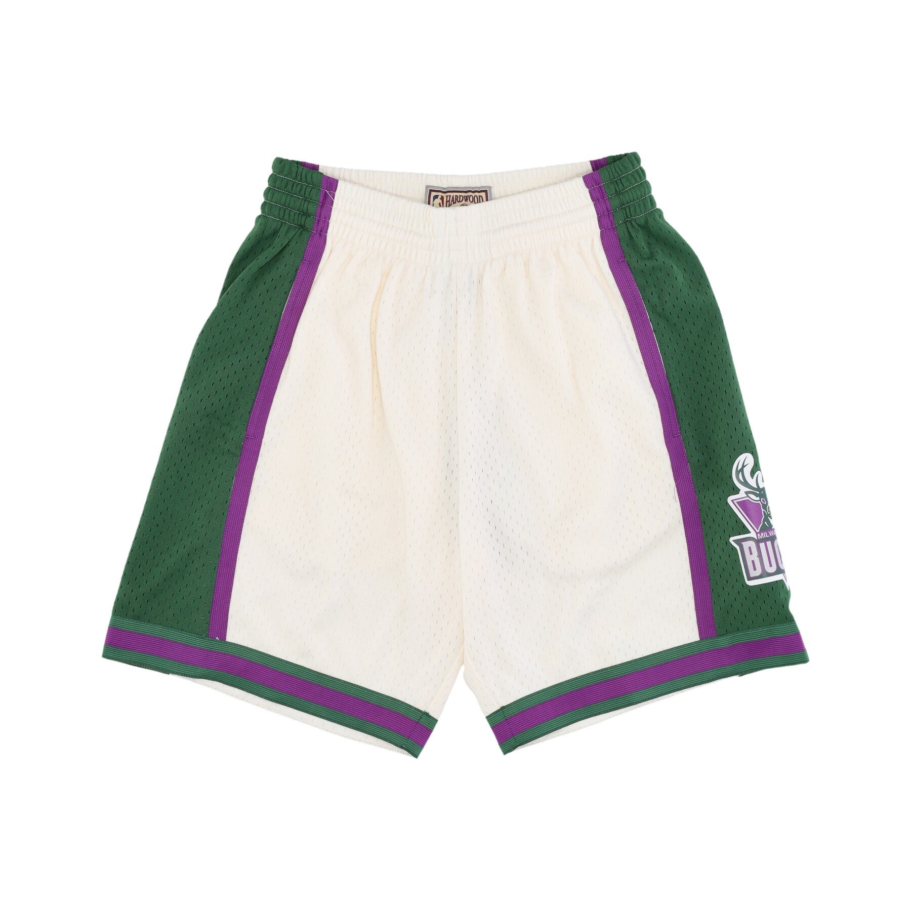 Mitchell & Ness, Pantaloncino Basket Uomo Nba Off White Team Color Swingman Shorts Hardwood Classics 2000 Milbuc, Off White