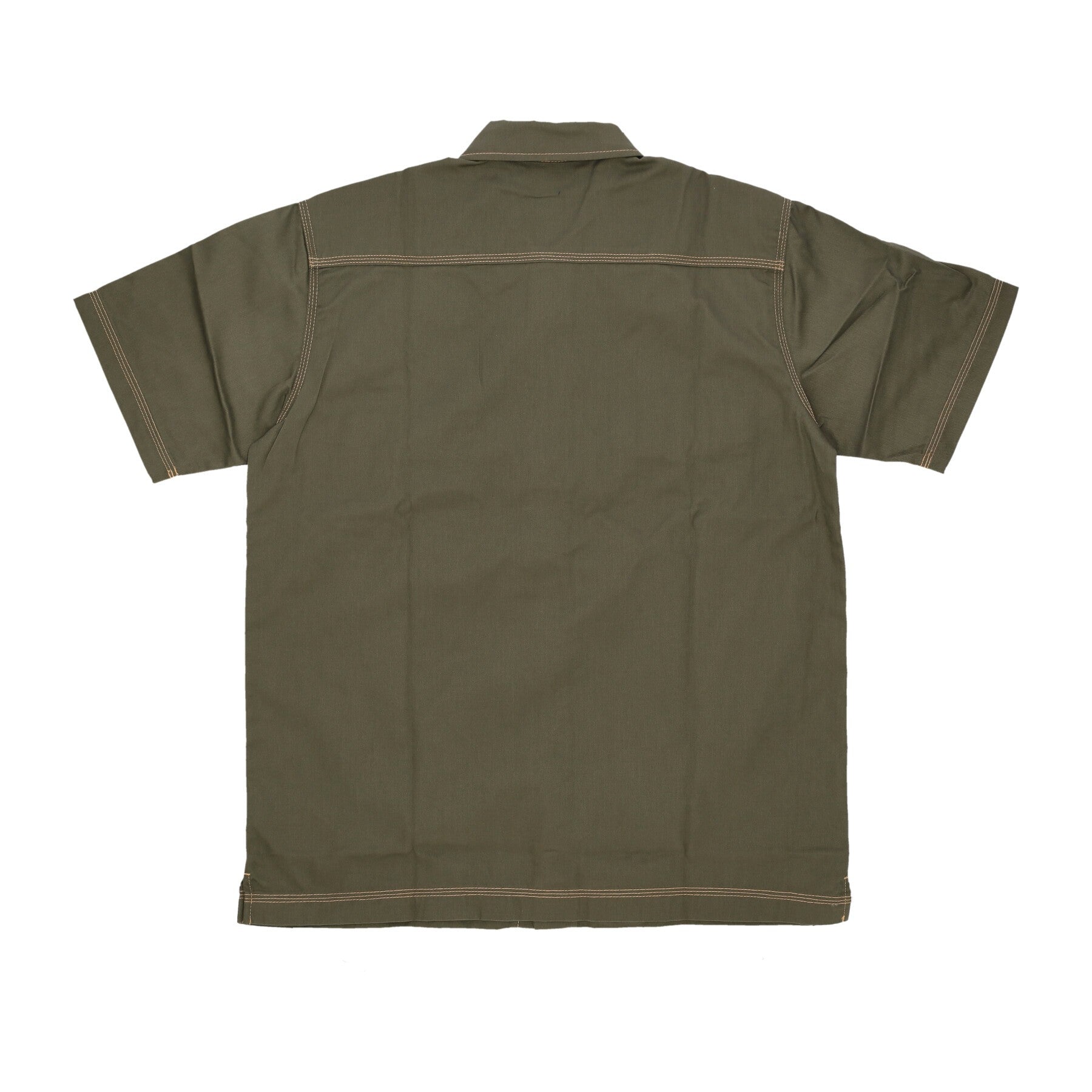 Kurzarm-Herrenhemd Madras-Hemd Militärgrün