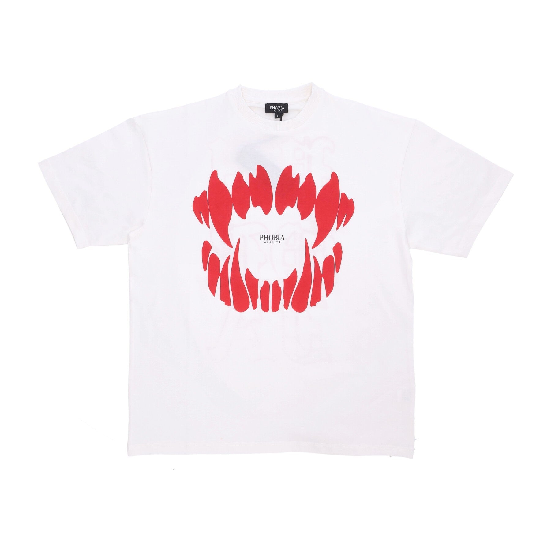 Phobia, Maglietta Uomo Mouth Print Tee, Off White/red