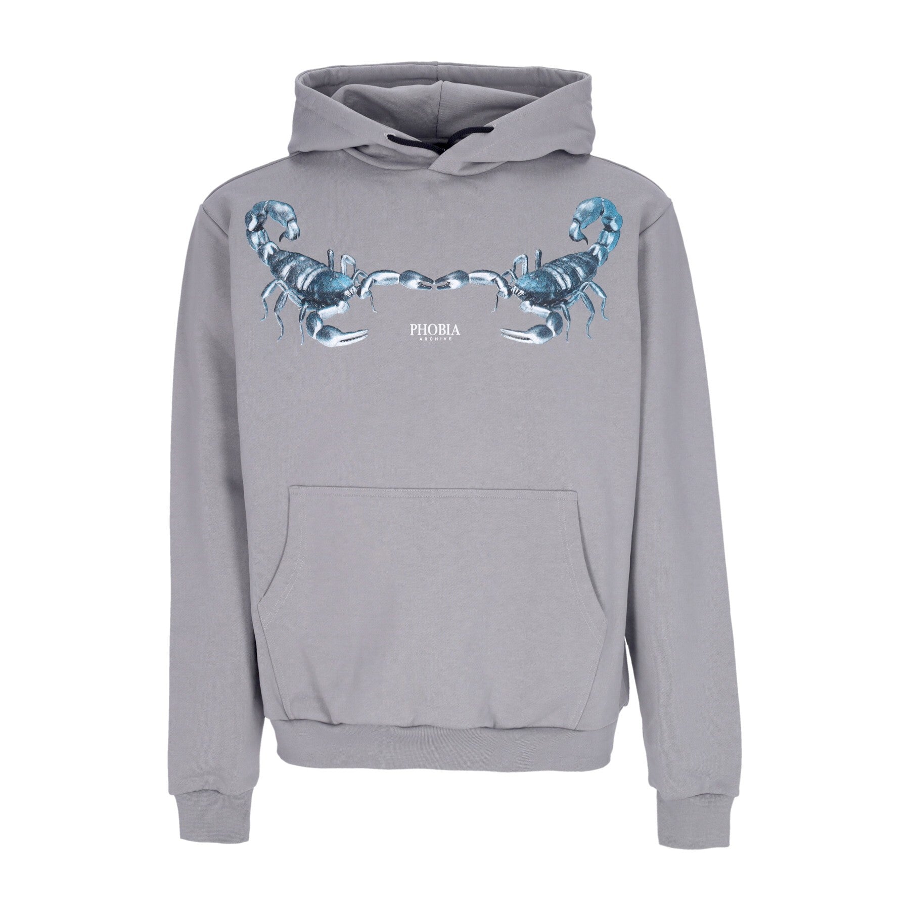 Phobia, Felpa Leggera Cappuccio Uomo Scorpion Hoodie, Grey/petroleum