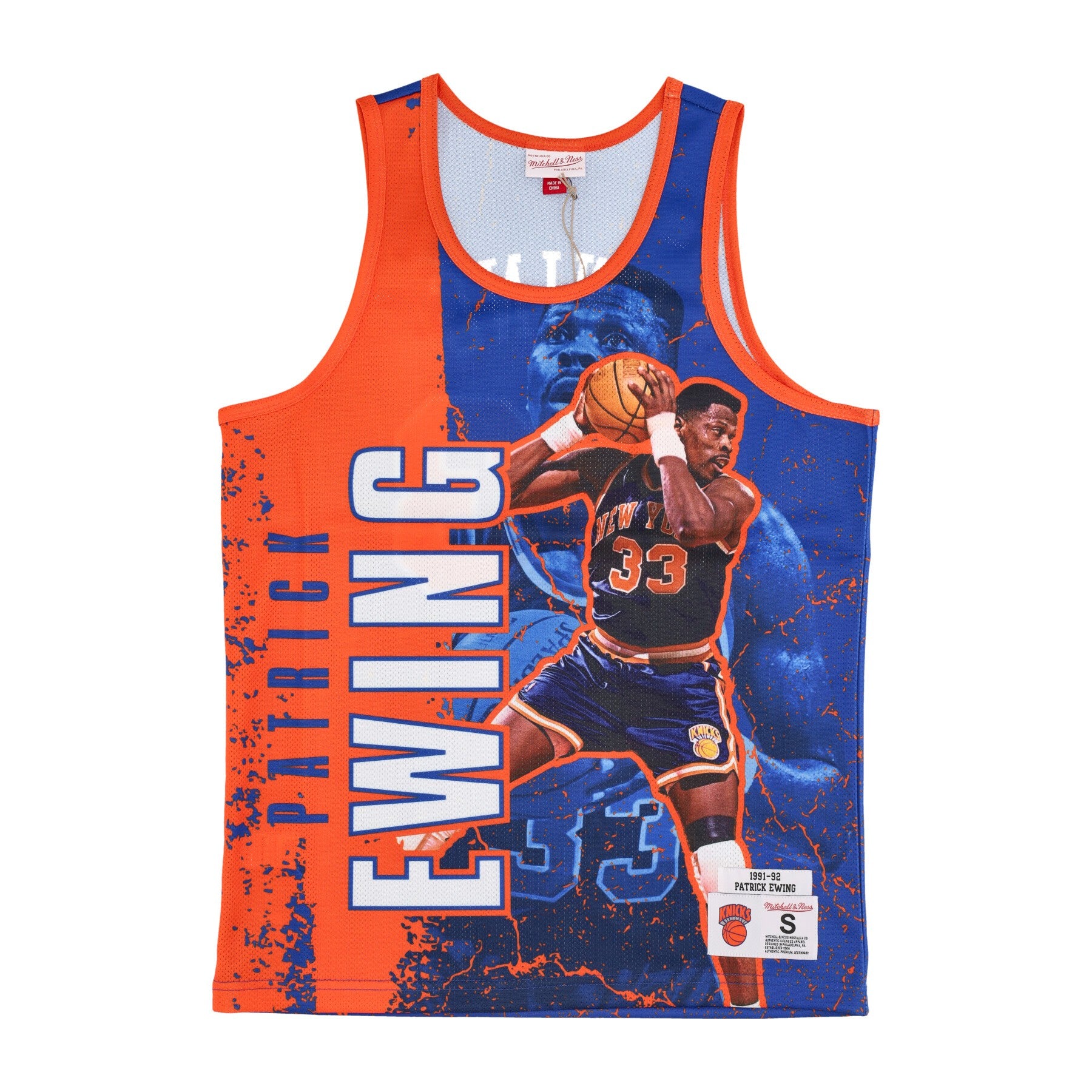 Mitchell & Ness, Canotta Tipo Basket Uomo Nba Burst Mesh Tank No 33 Patrick Ewing Neykni, Original Team Colors