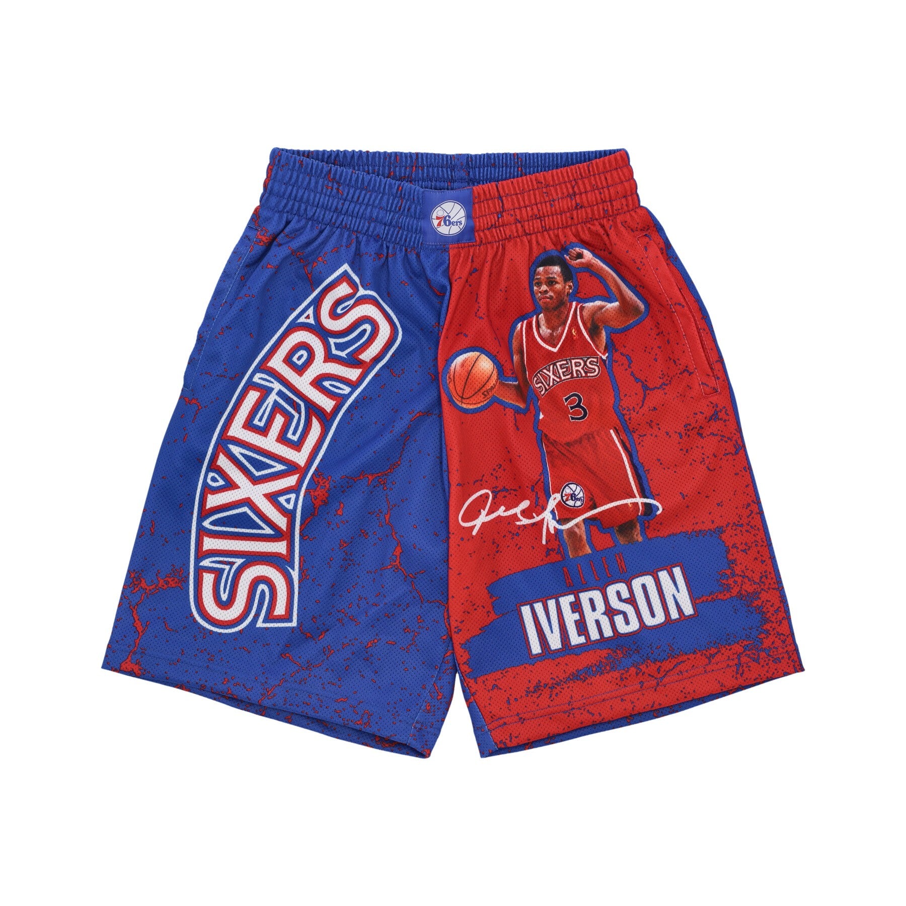 Mitchell & Ness, Pantaloncino Tipo Basket Uomo Nba Burst Mesh Short No 3 Allen Iverson Phi76e, Original Team Colors