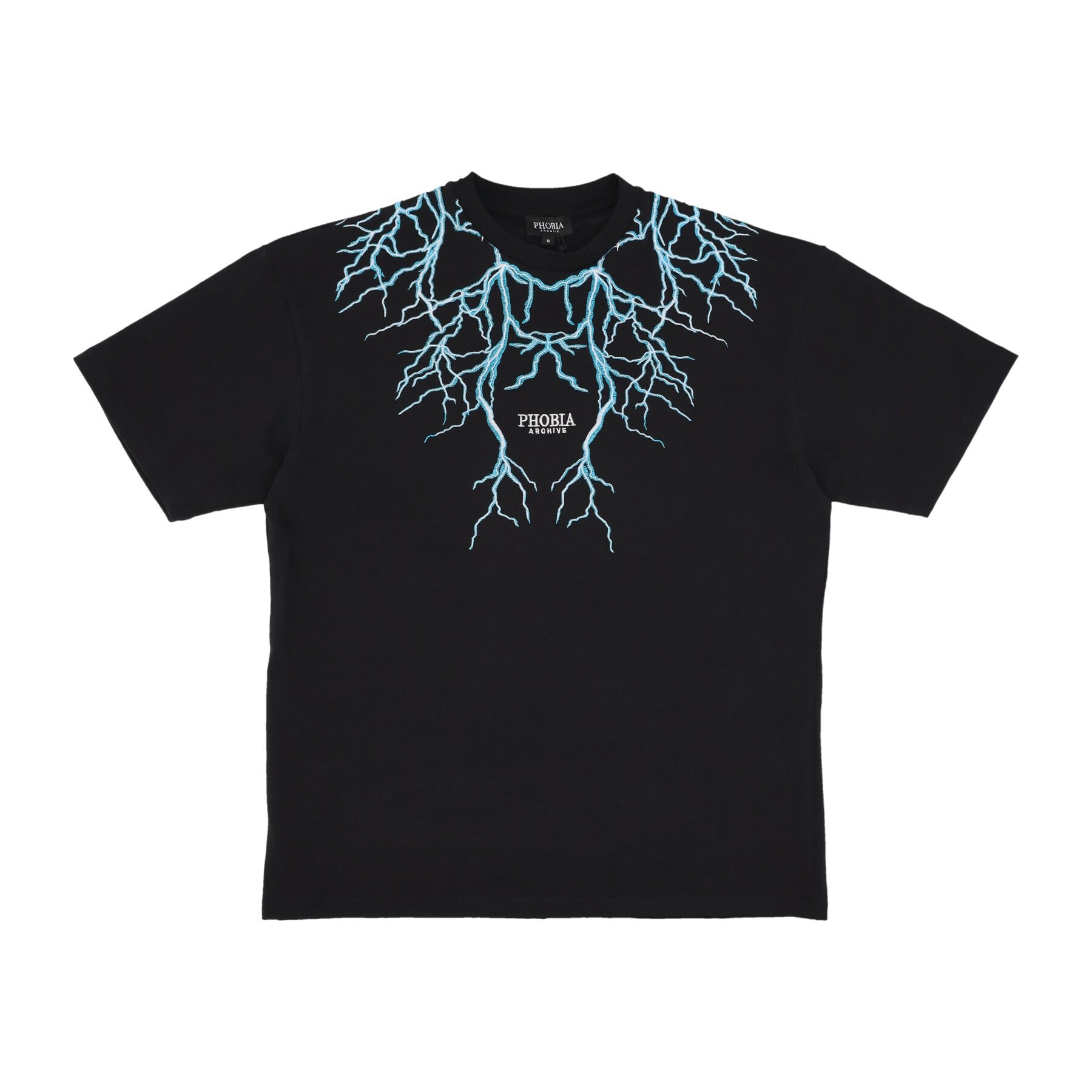 T-shirt de foudre masculin noir / lightblue t -Shirt