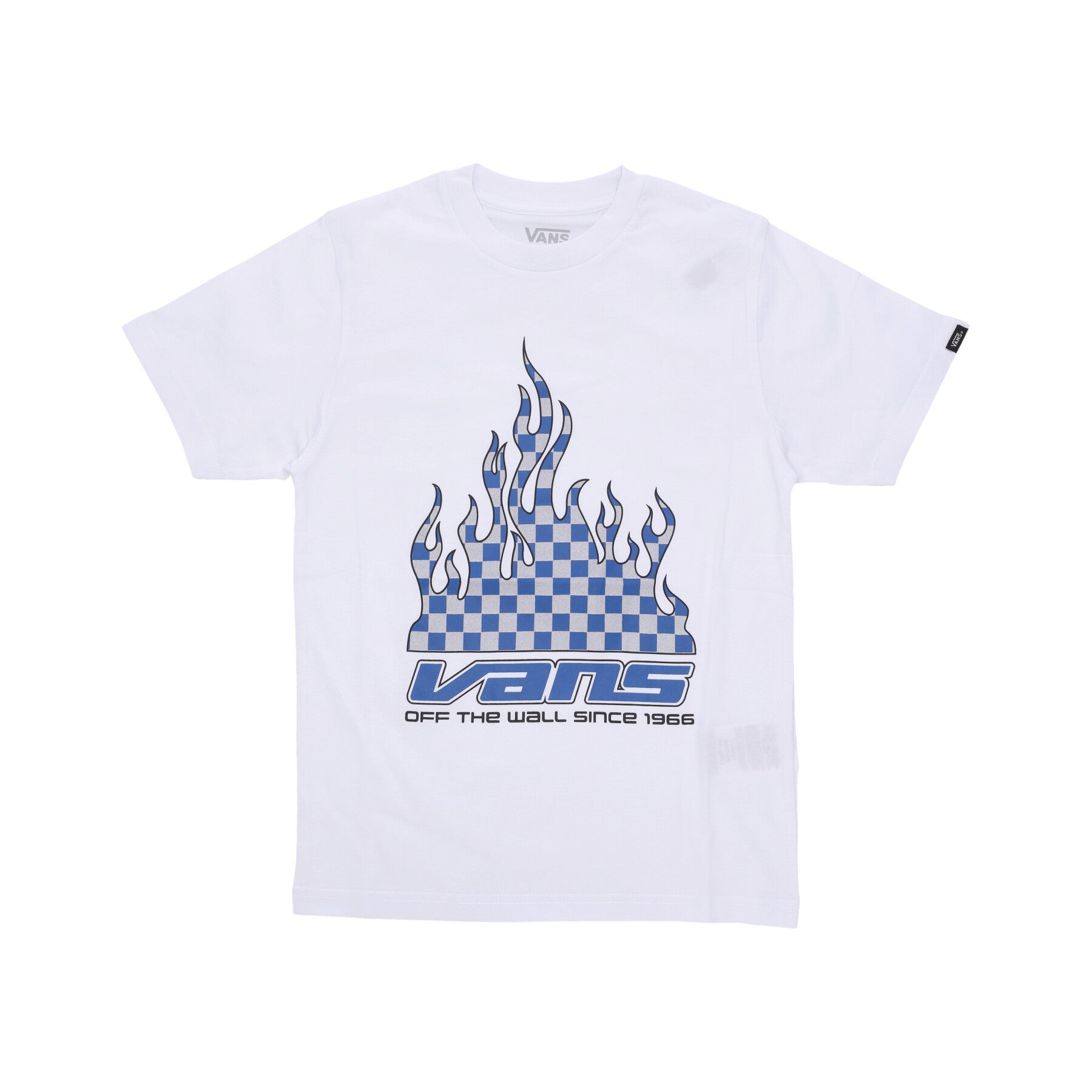 Reflective Checkerboard Flame Tee White Boy's T-Shirt