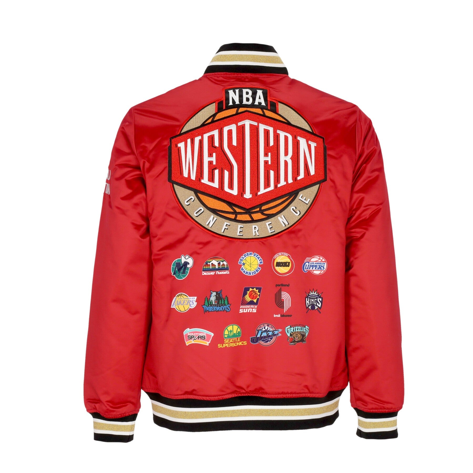 Mitchell & Ness, Giubbotto Bomber Uomo Nba Heavyweight Satin Jacket Update Team West, 