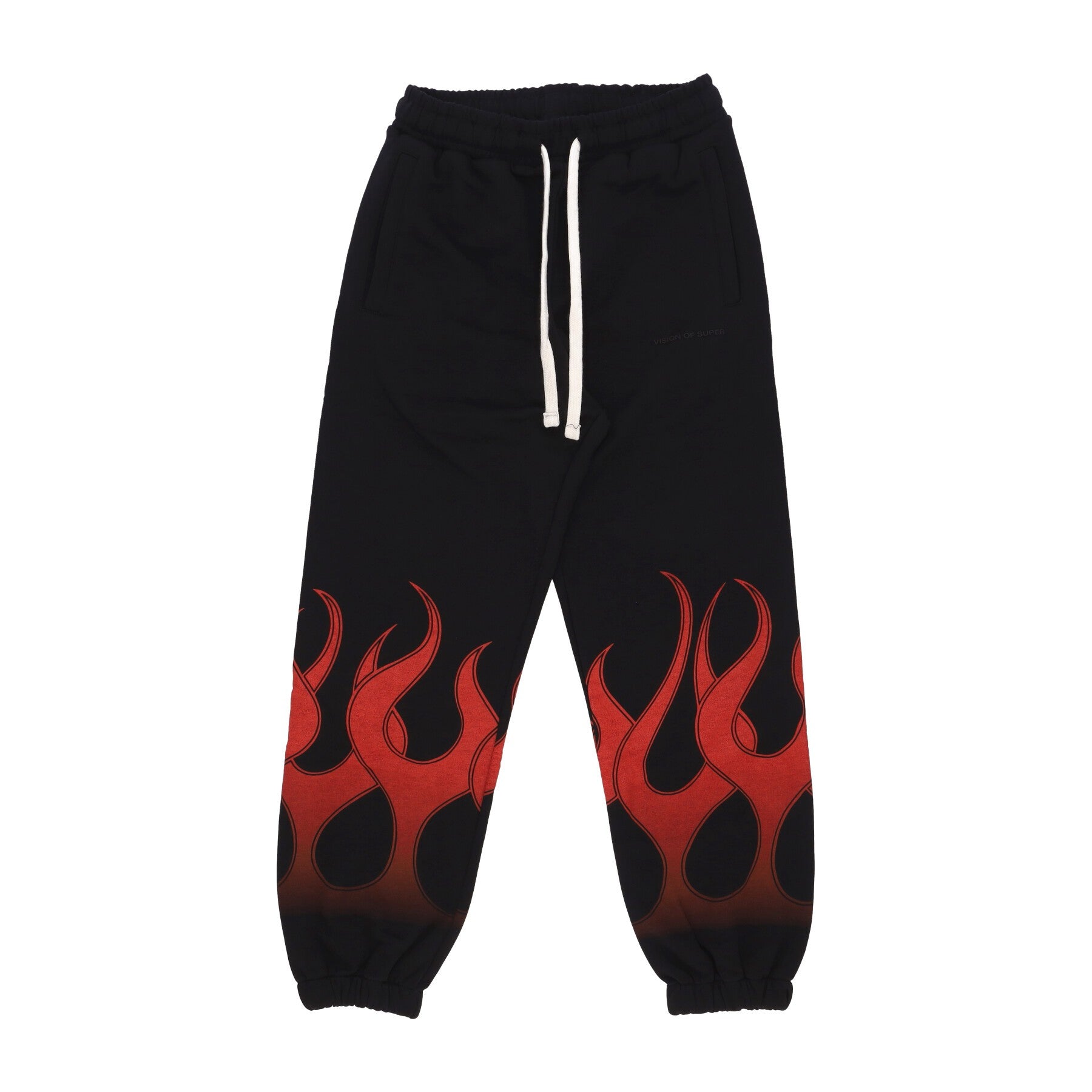 Vision Of Super, Pantalone Tuta Leggero Uomo Flames Pants, Black/red