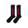 Vision Of Super, Calza Media Uomo Tribal Flames Socks, Black/red