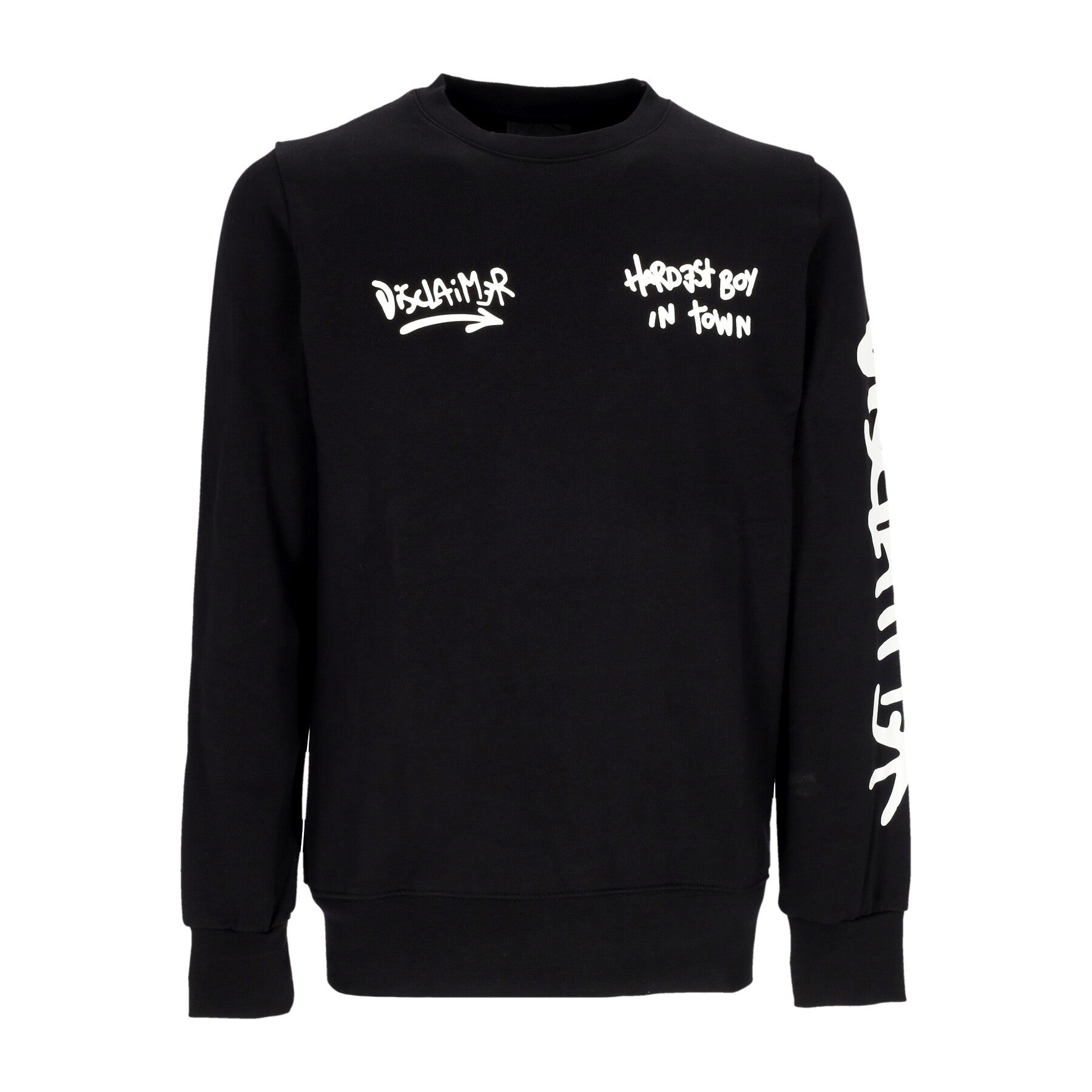 Felpa Leggera Girocollo Uomo Hardest Boy In Town Over Crewneck Black