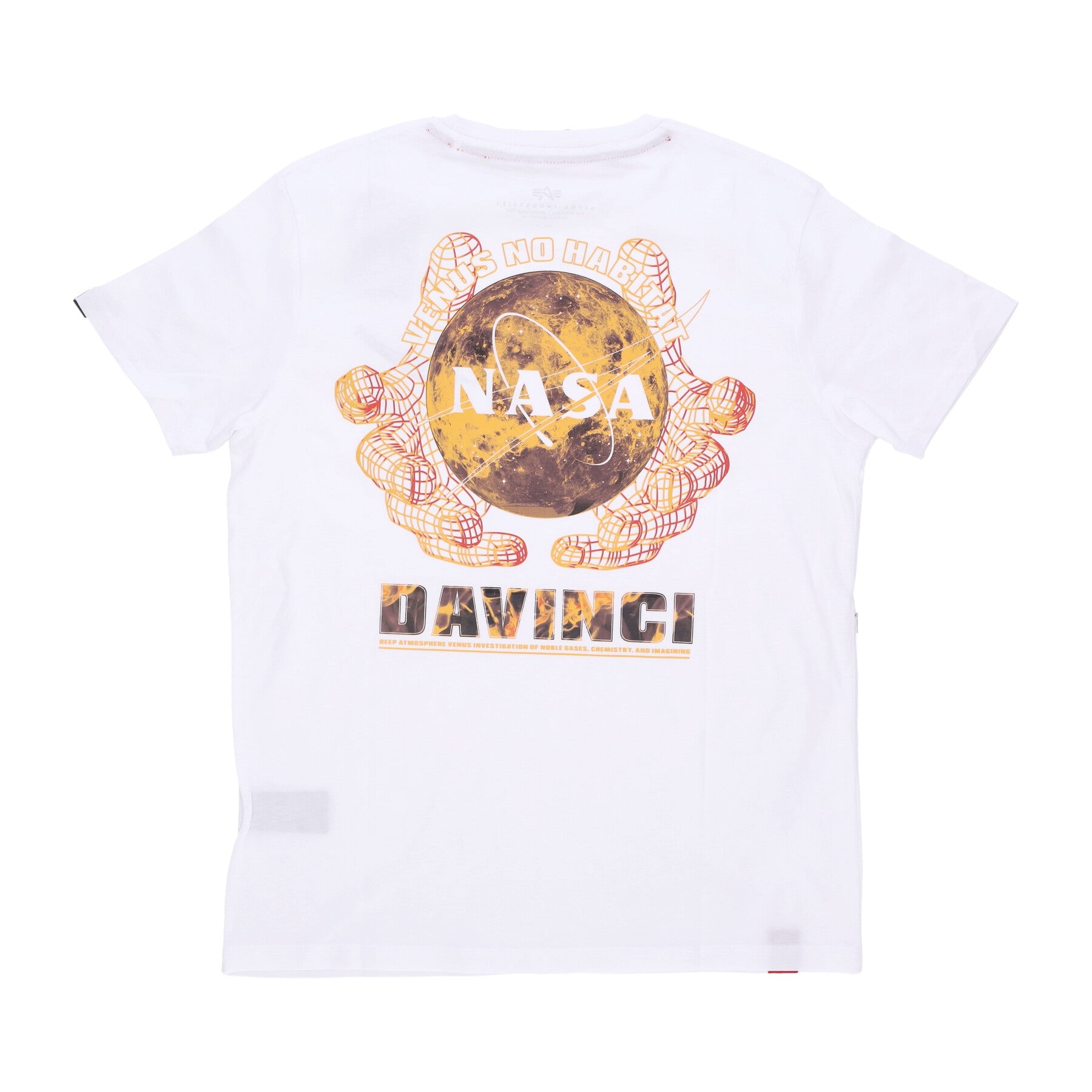 Alpha Industries, Maglietta Uomo Nasa Davinci Tee, White