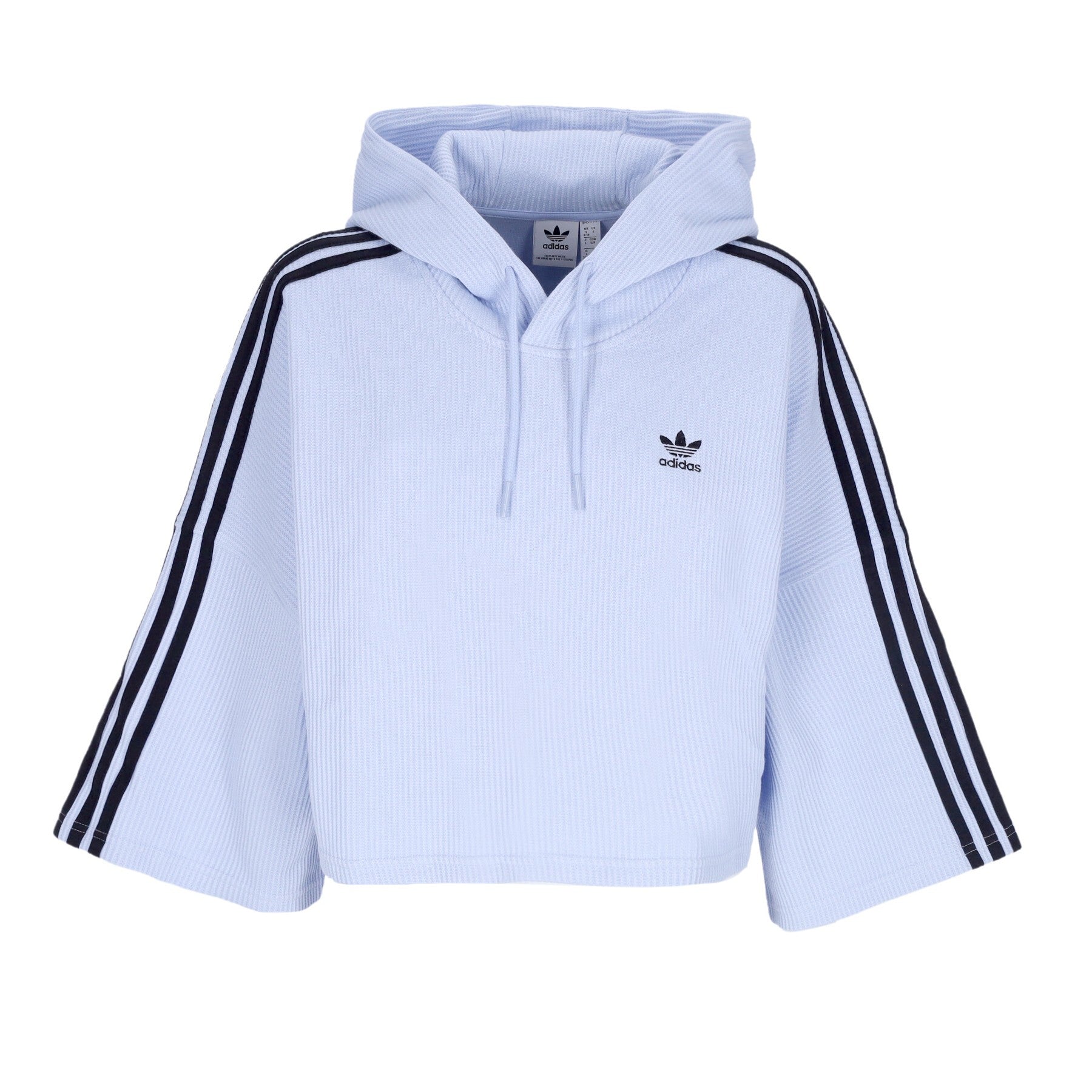 Adidas, Felpa Leggera Cappuccio Manica Corta Donna Originals Cropped Hoodie, Blue Dawn