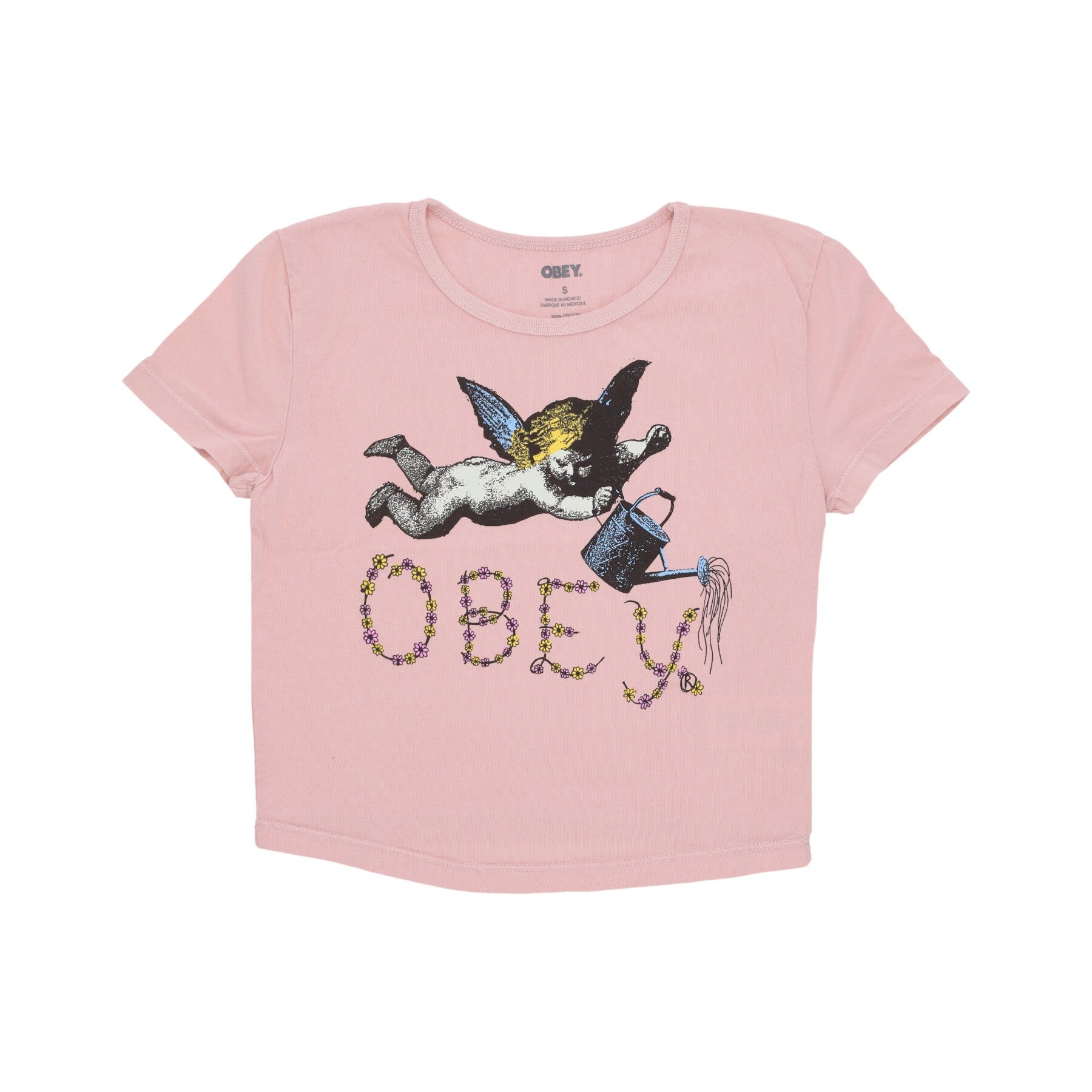 Obey, Maglietta Corta Donna Watering Can Cherub Cropped Chloe Fitted Tee, 