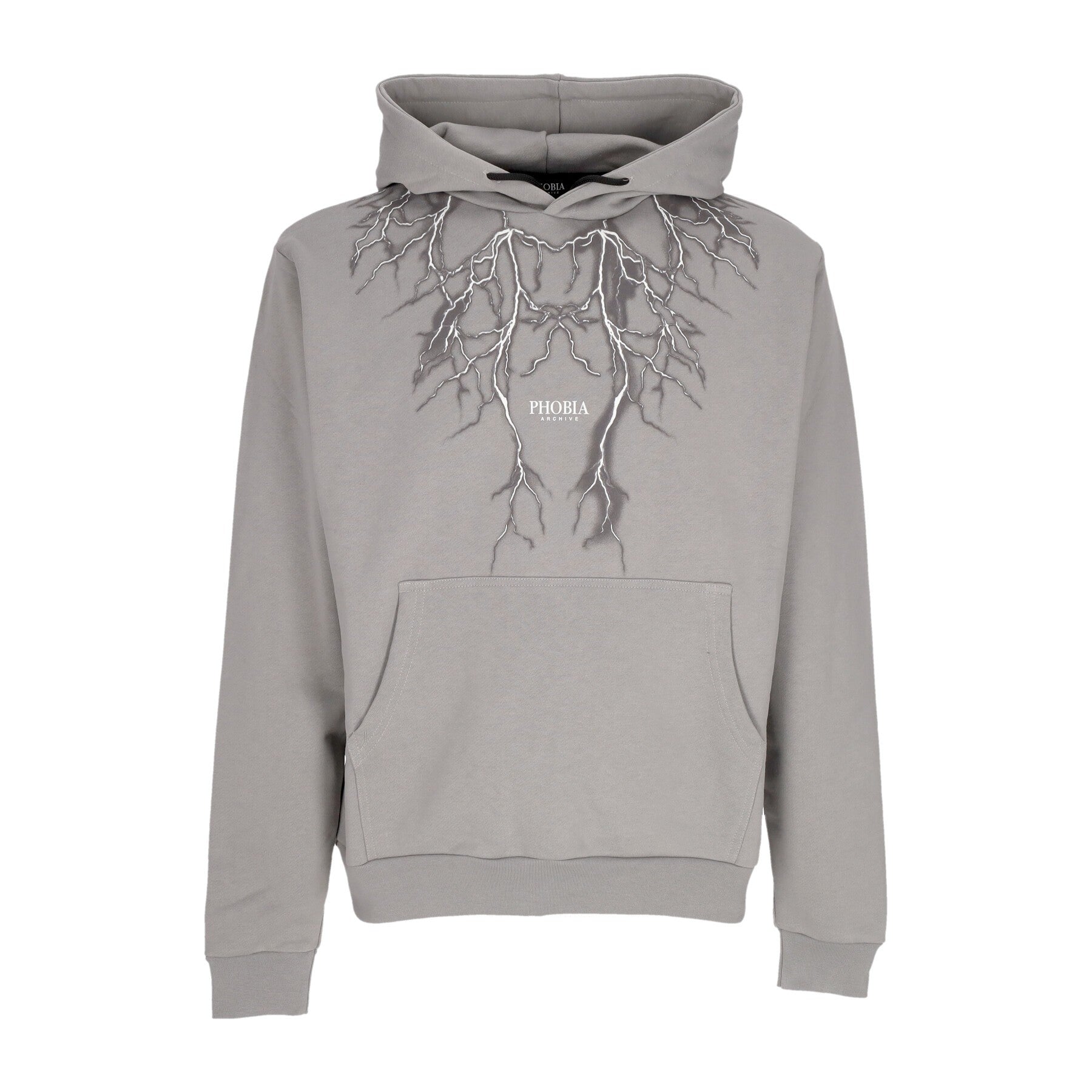 Phobia, Felpa Leggera Cappuccio Uomo Lightning Print Hoodie, 