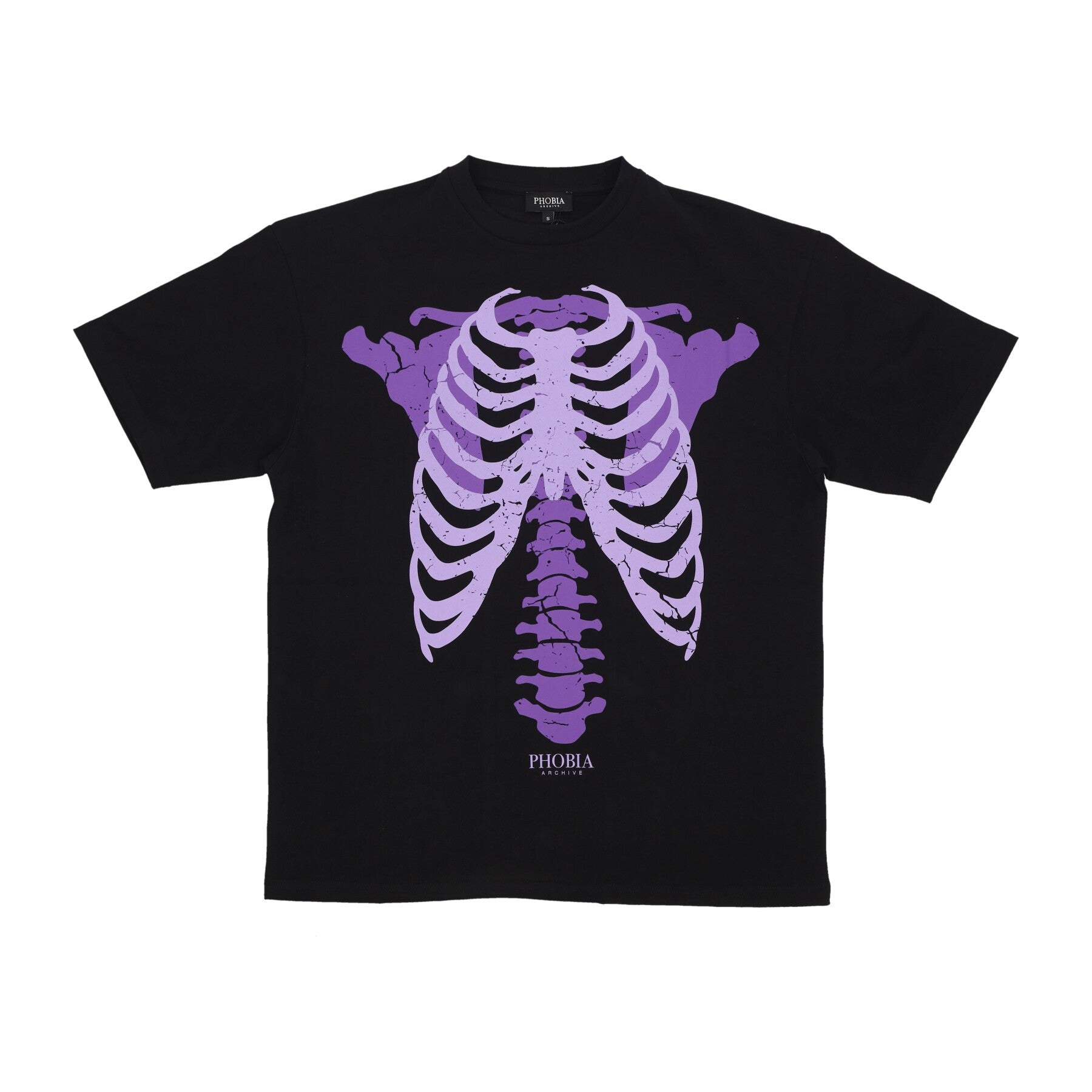 T-Shirt mit Skelett-Print für Herren, Schwarz/Lila