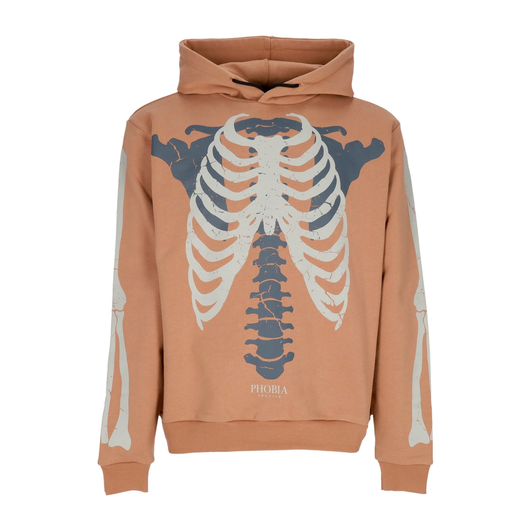 Phobia, Felpa Leggera Cappuccio Uomo Skeleton Print Hoodie, 