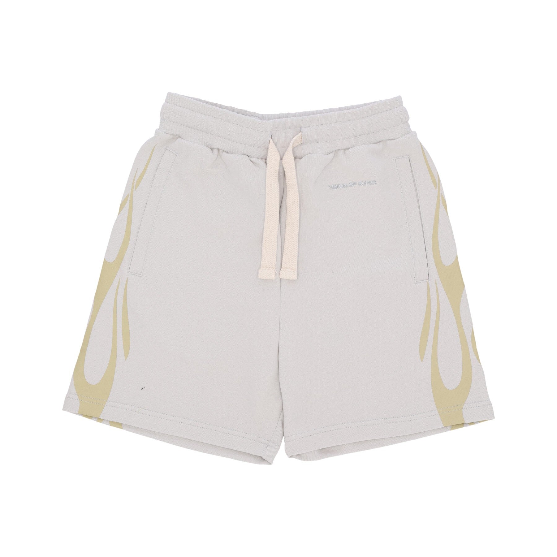 Vision Of Super, Pantalone Corto Tuta Uomo Flames Shorts, Lunar Rock/off White