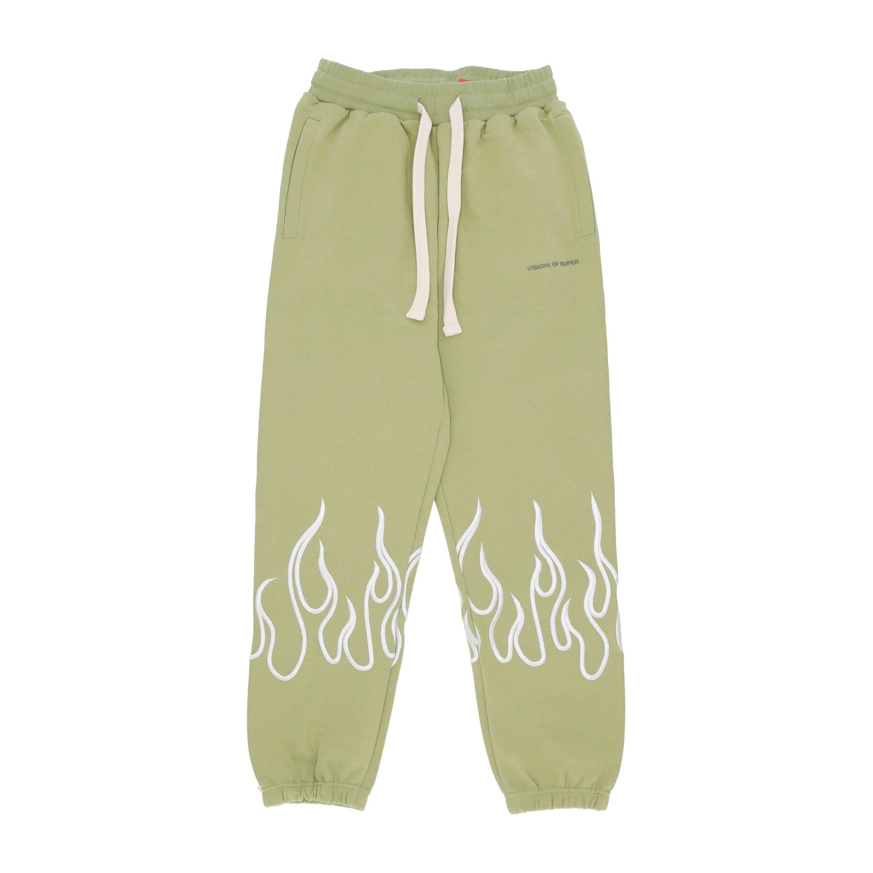 Vision Of Super, Pantalone Tuta Leggero Uomo Embroidery Flame Pants, Green