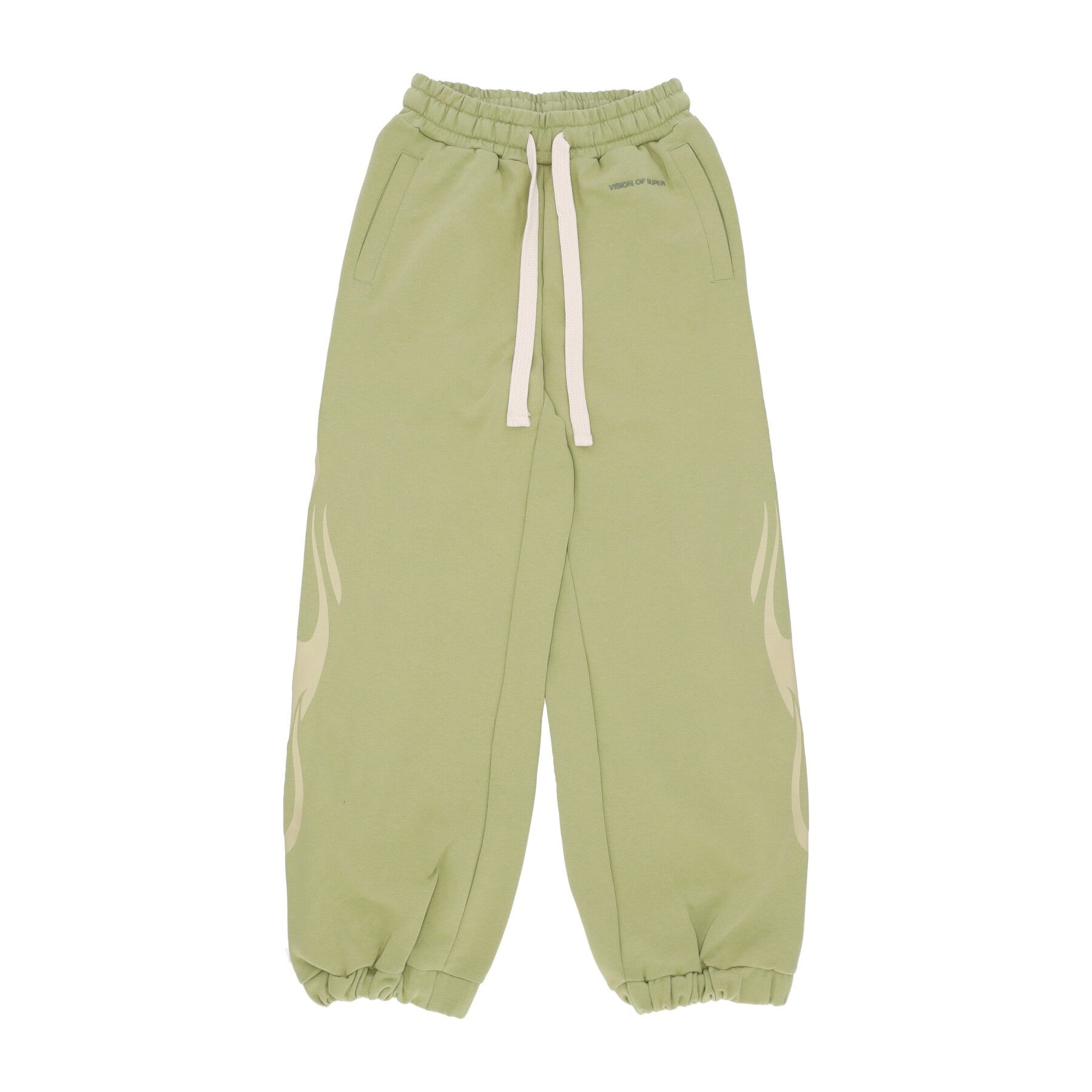 Vision Of Super, Pantalone Tuta Leggero Donna Flames Pants, Green/off White