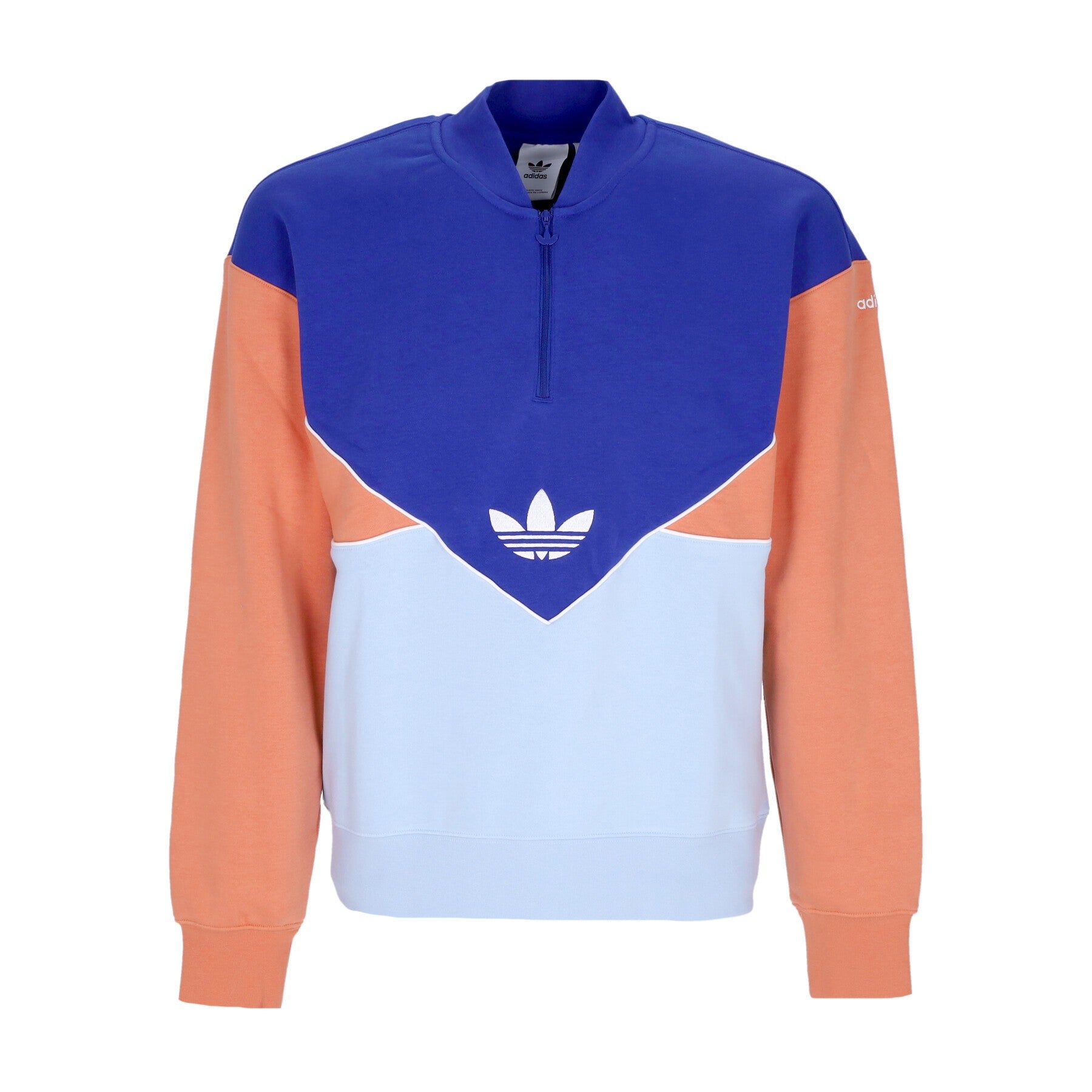 Adidas, Felpa Girocollo Uomo Adicolor Seasonal Archive Half-zip Crewneck, Semi Lucid Blue/clear Sky/hazy Copper