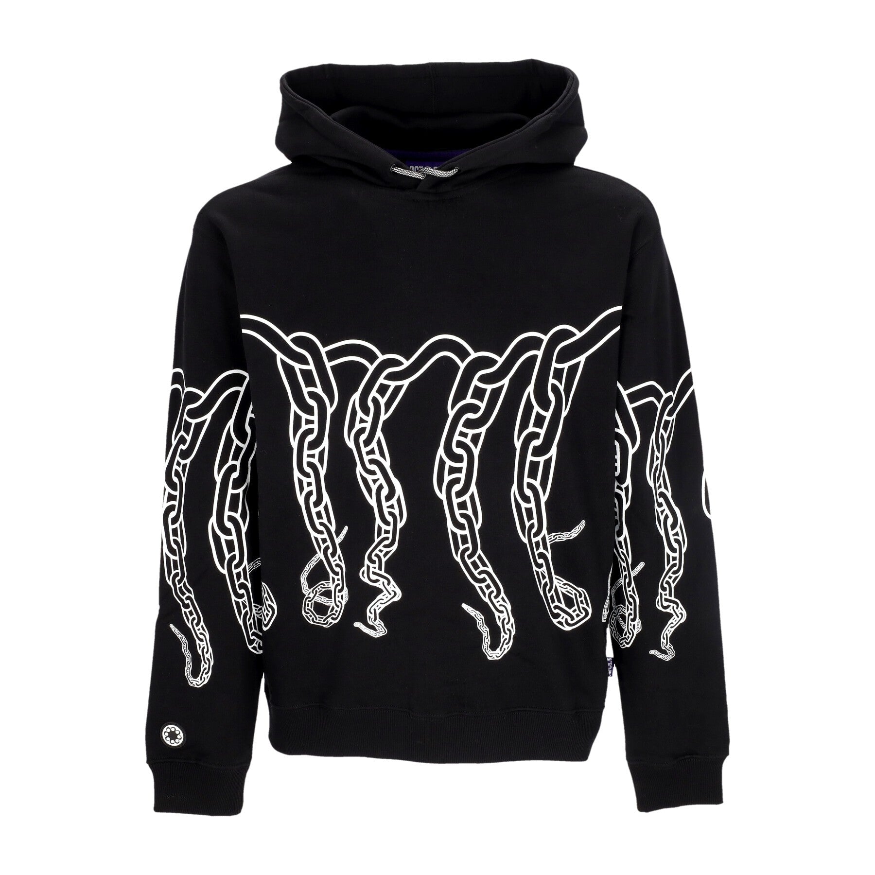 Octopus, Felpa Leggera Cappuccio Uomo Chain Hoodie, Black