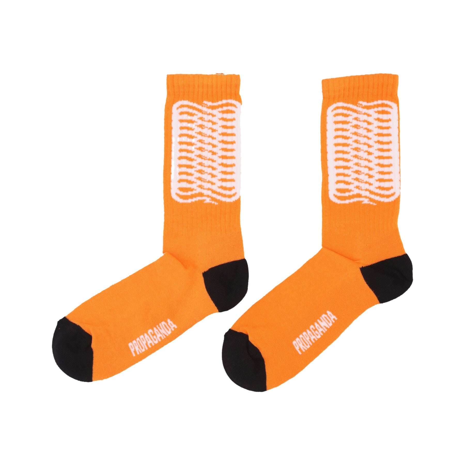 Propaganda, Calza Media Uomo Ribs Socks, Orange/white/black