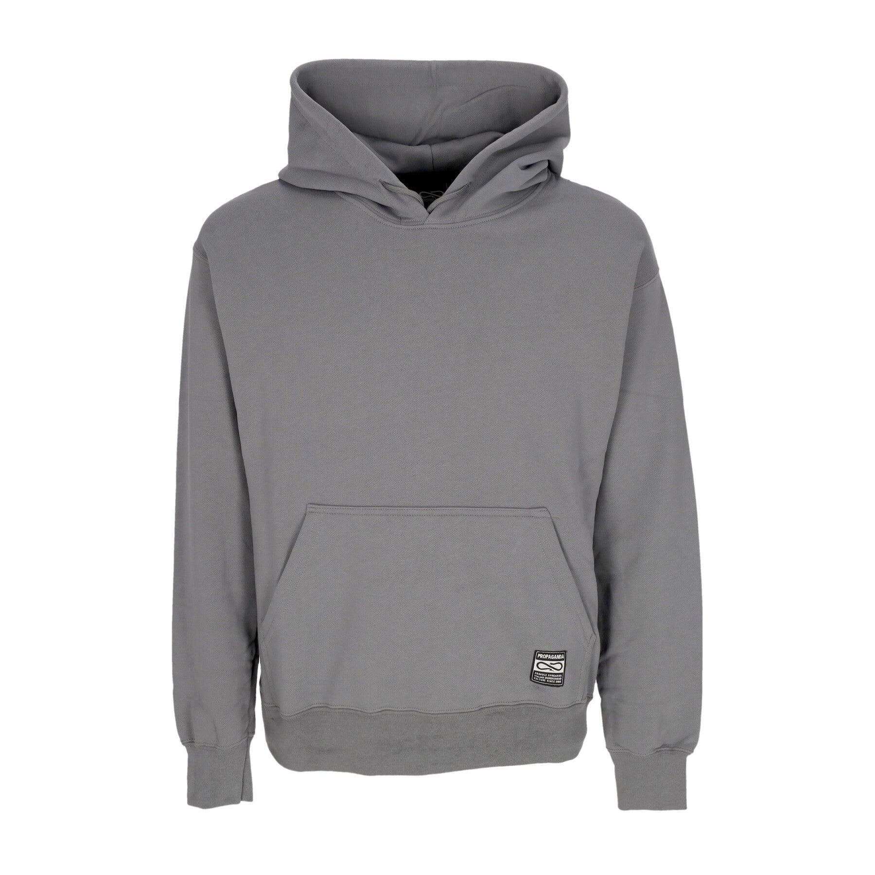 Propaganda, Felpa Leggera Cappuccio Uomo Label Hoodie, Grey